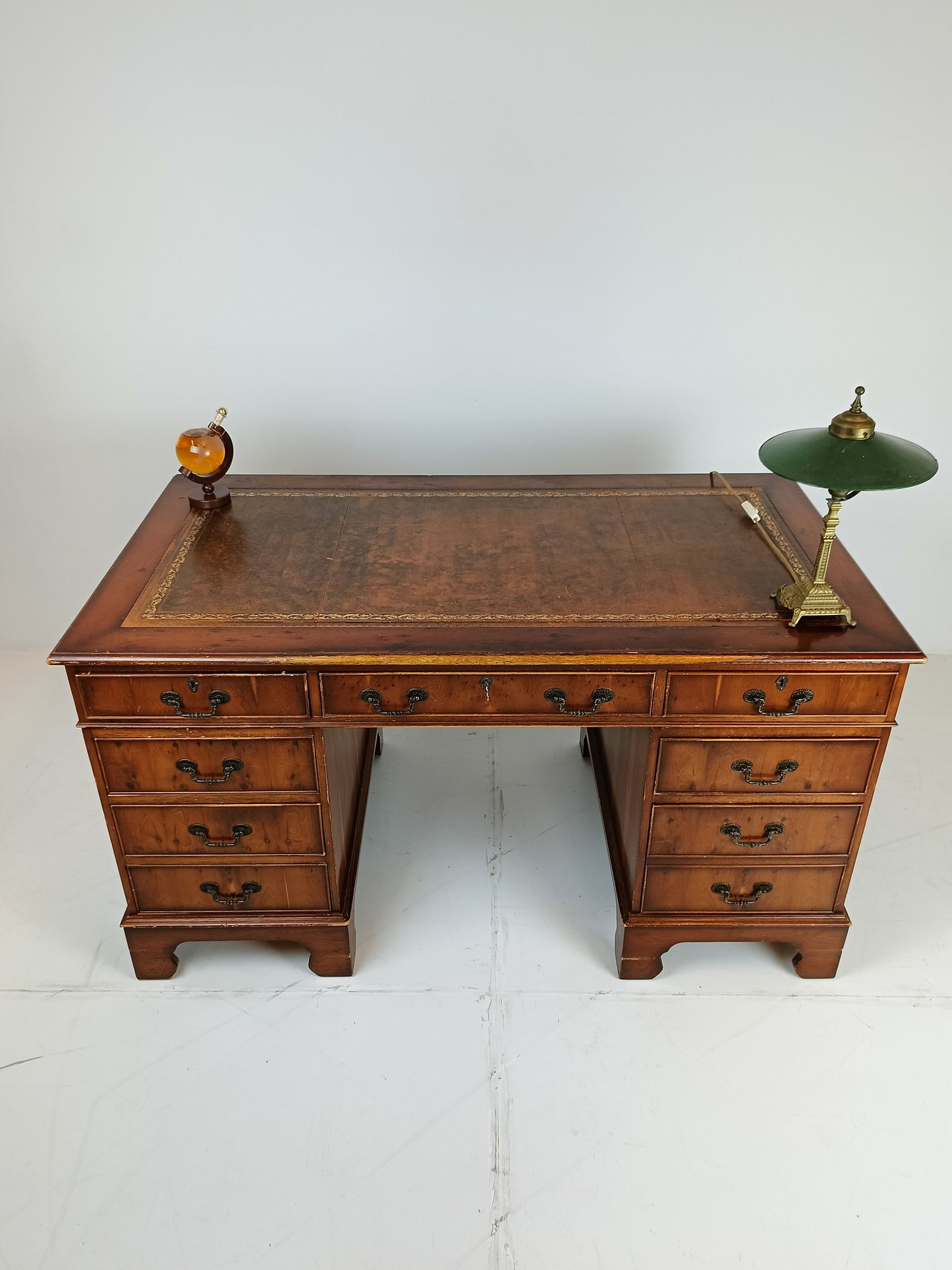 Chesterfield Office Desk with Leather Top