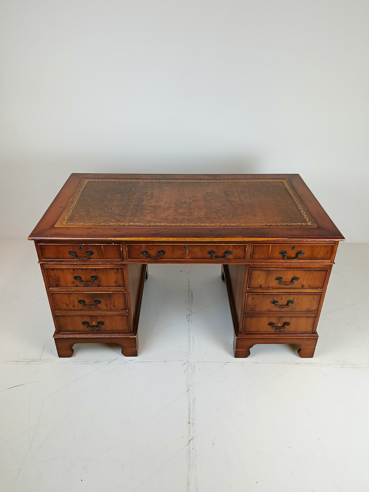 Chesterfield Office Desk with Leather Top
