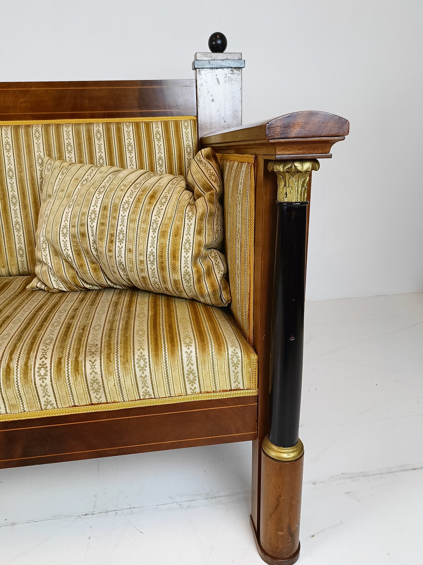 French Antique Empire Sofa/ Hall Bench