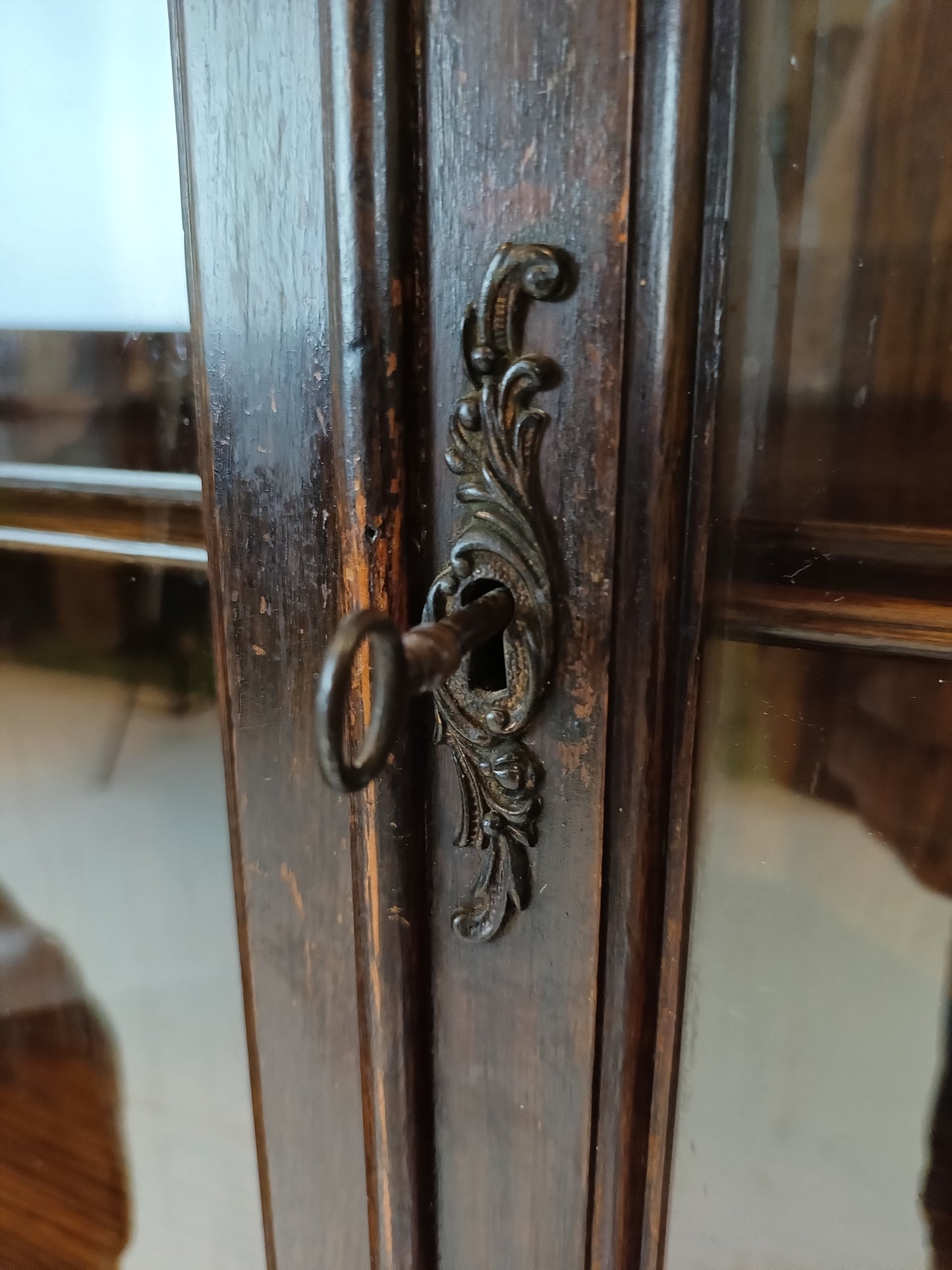 Antique English Corner Cabinet with Display Case