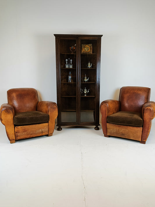 French Antique Sheepskin Club Armchairs 1920
