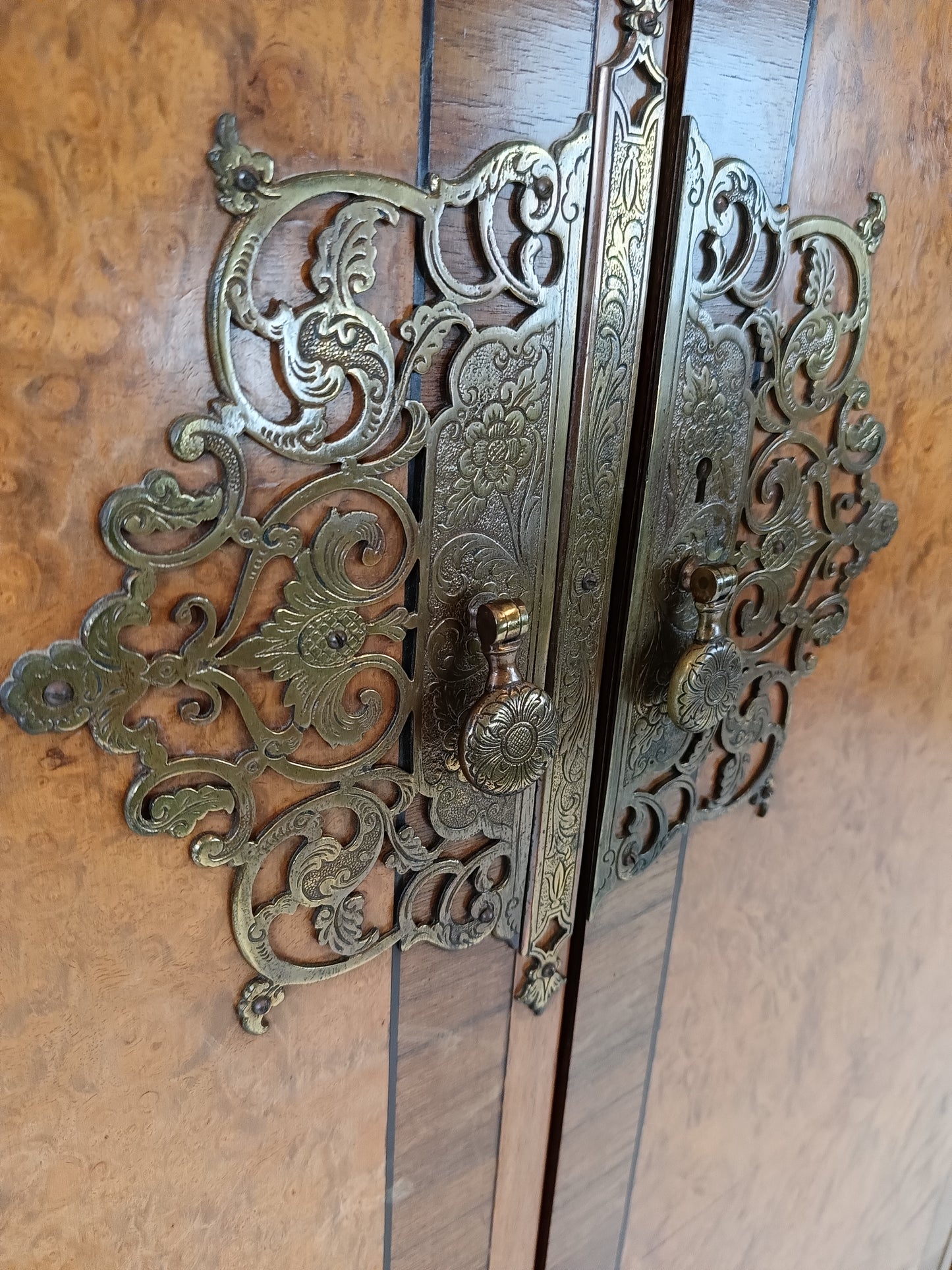 English Burr Walnut Large Waring and Gillow Wardrobe