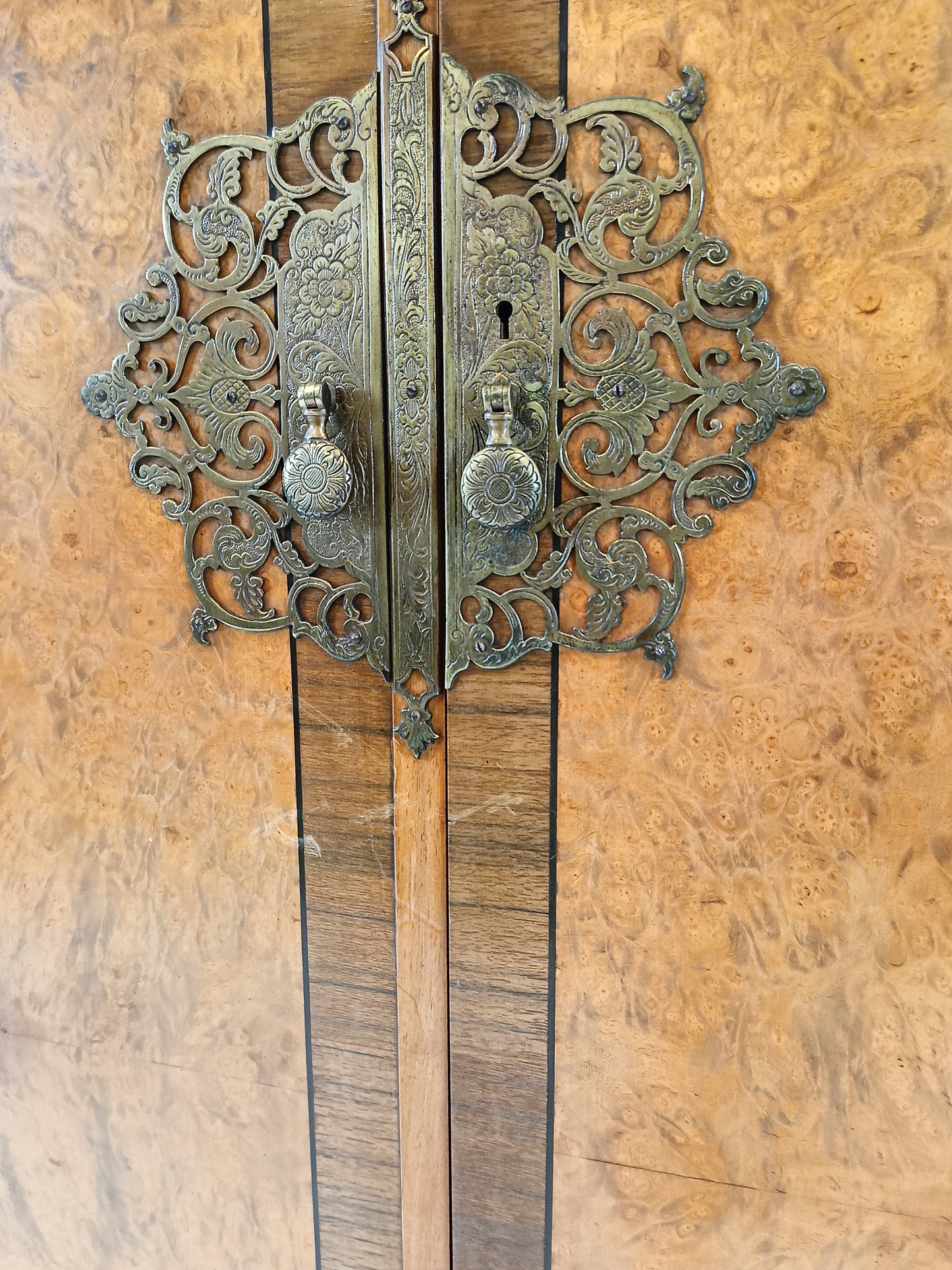 English Burr Walnut Large Waring and Gillow Wardrobe