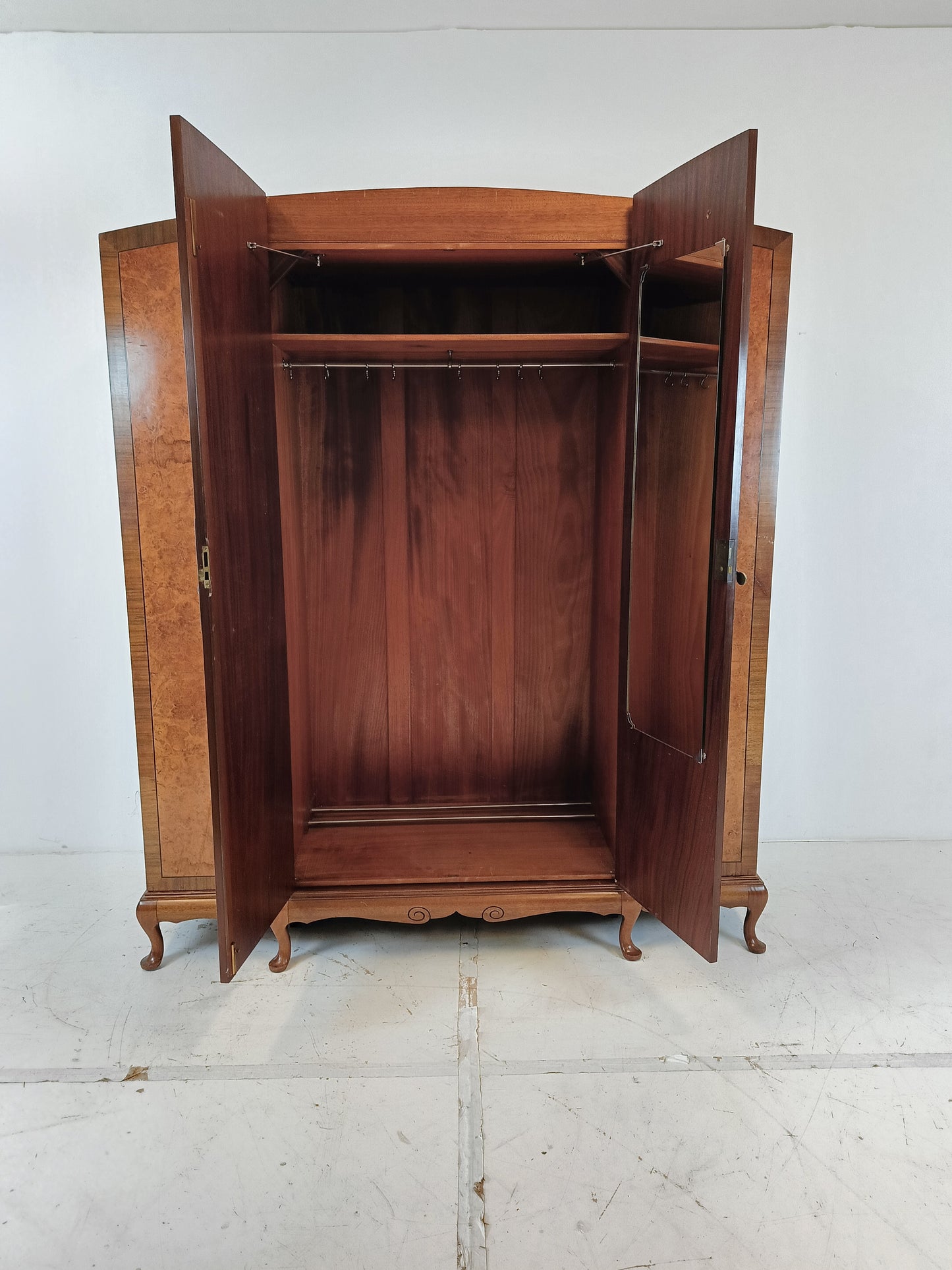 English Burr Walnut Large Waring and Gillow Wardrobe