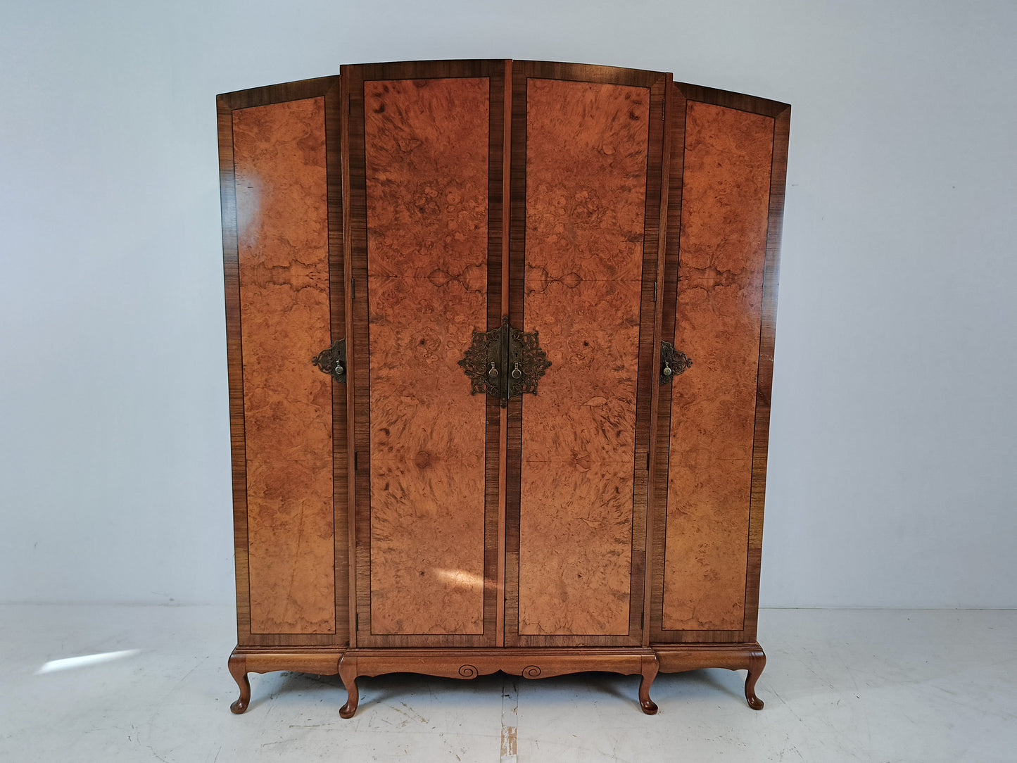 English Burr Walnut Large Waring and Gillow Wardrobe