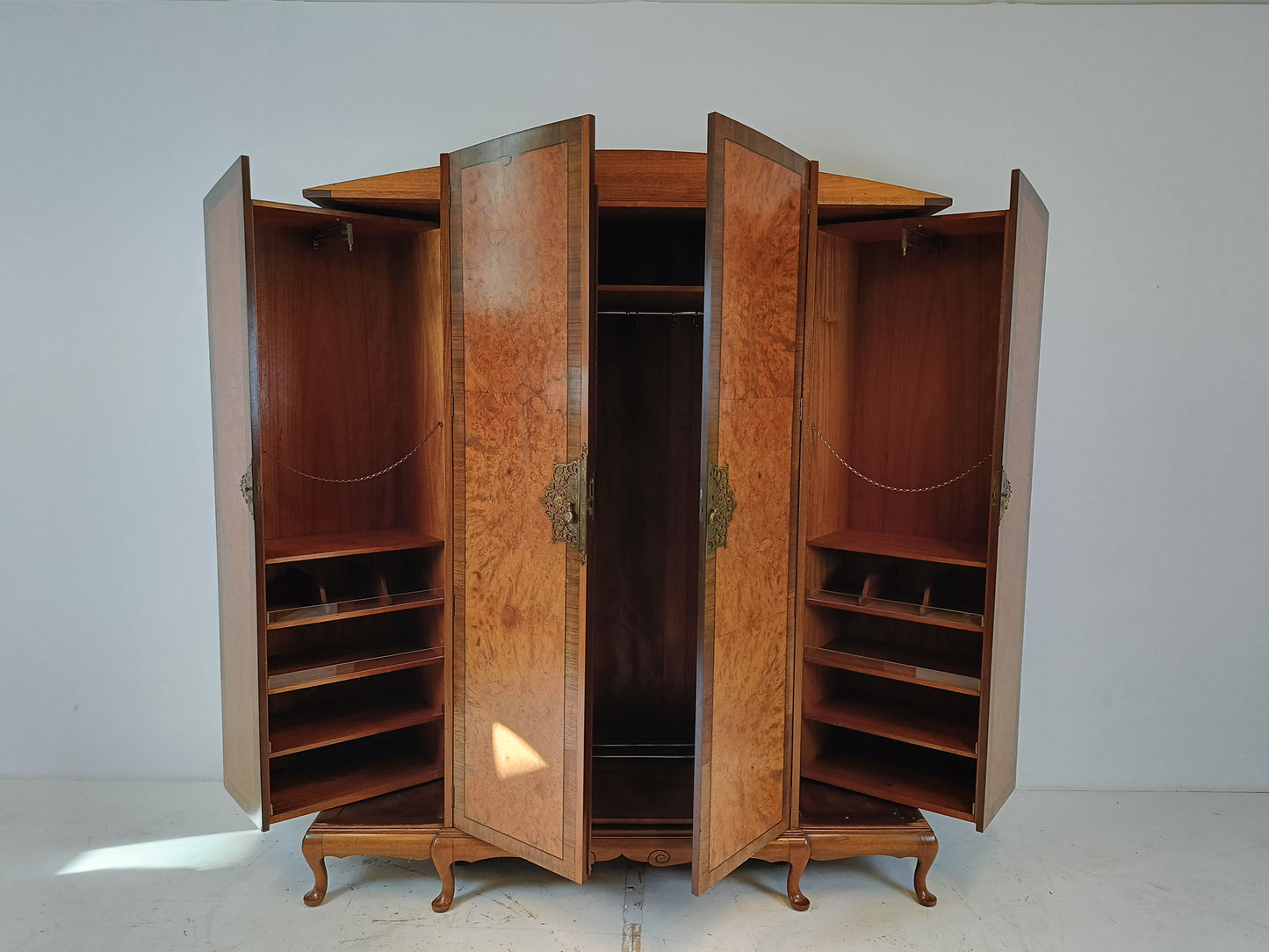 English Burr Walnut Large Waring and Gillow Wardrobe