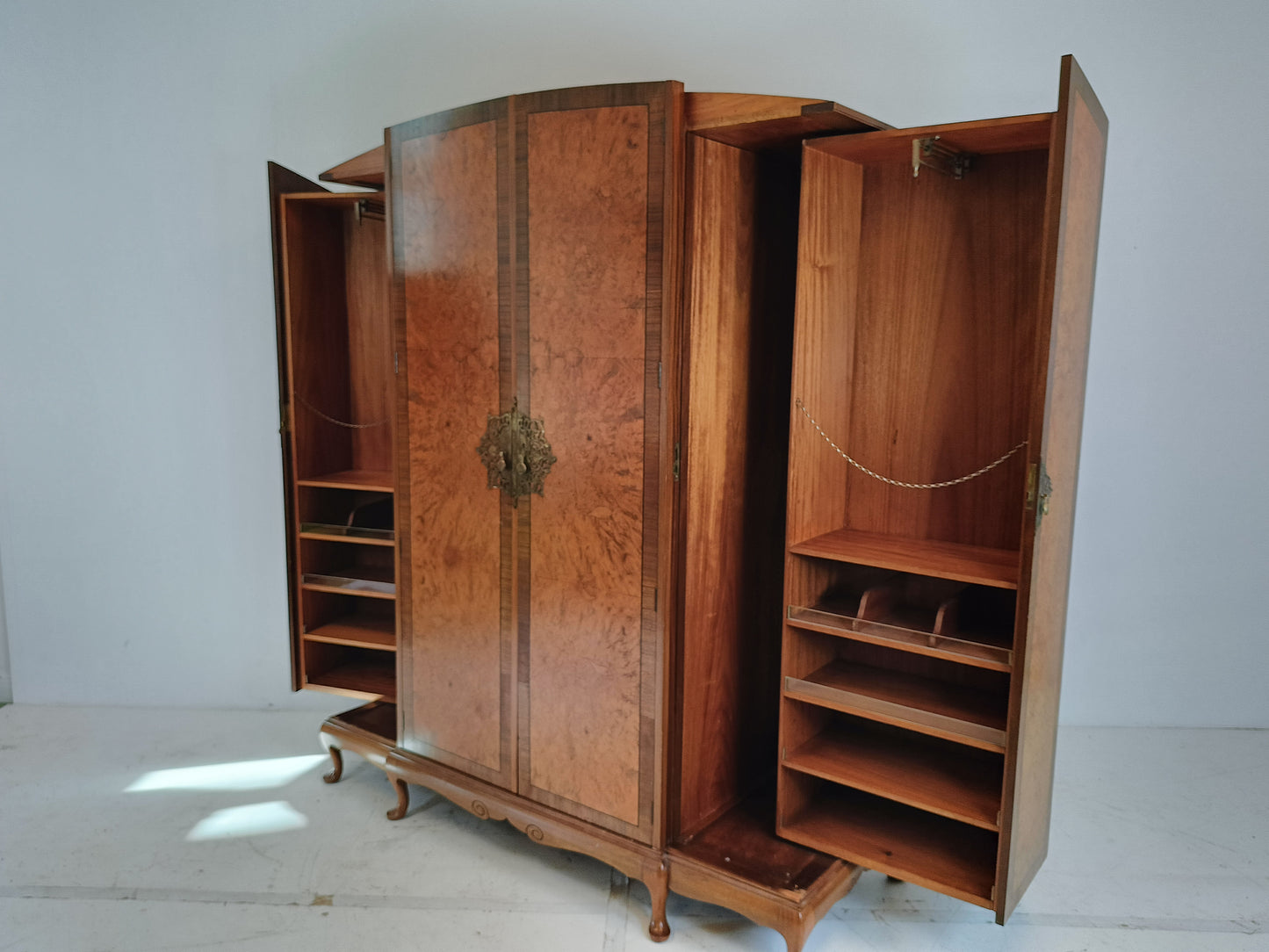 English Burr Walnut Large Waring and Gillow Wardrobe