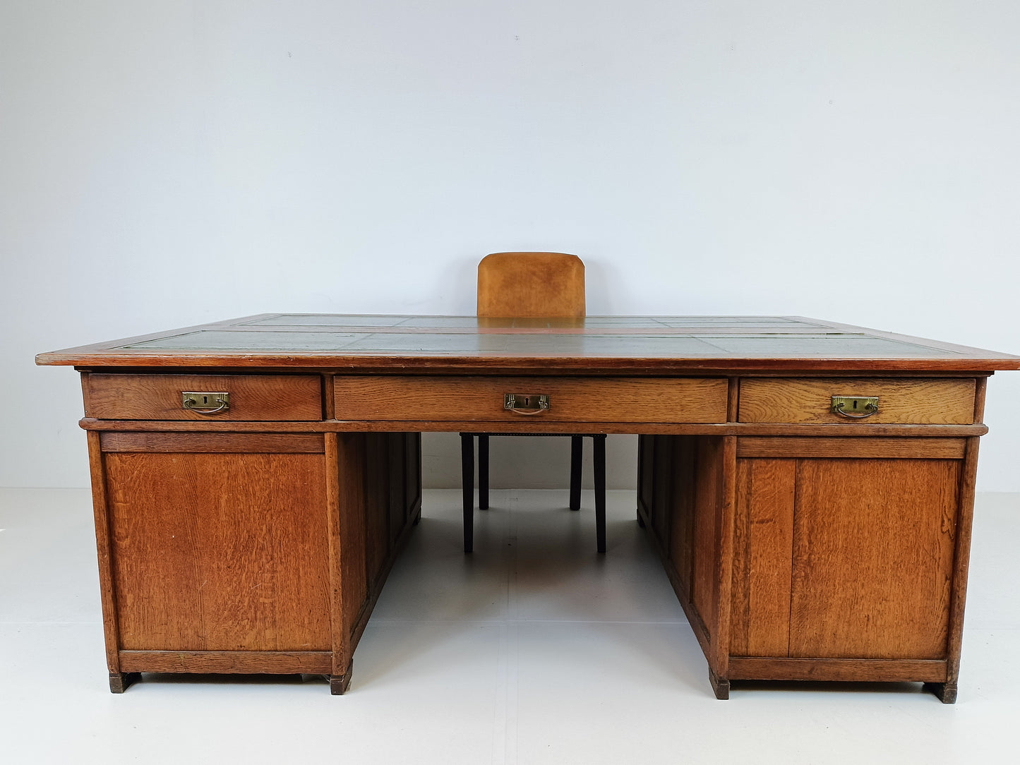 Solid Oak Antique Partner Desk