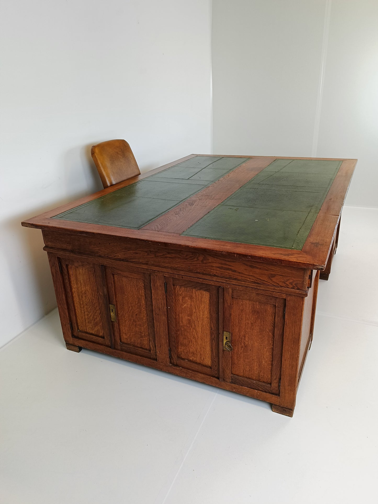 Solid Oak Antique Partner Desk