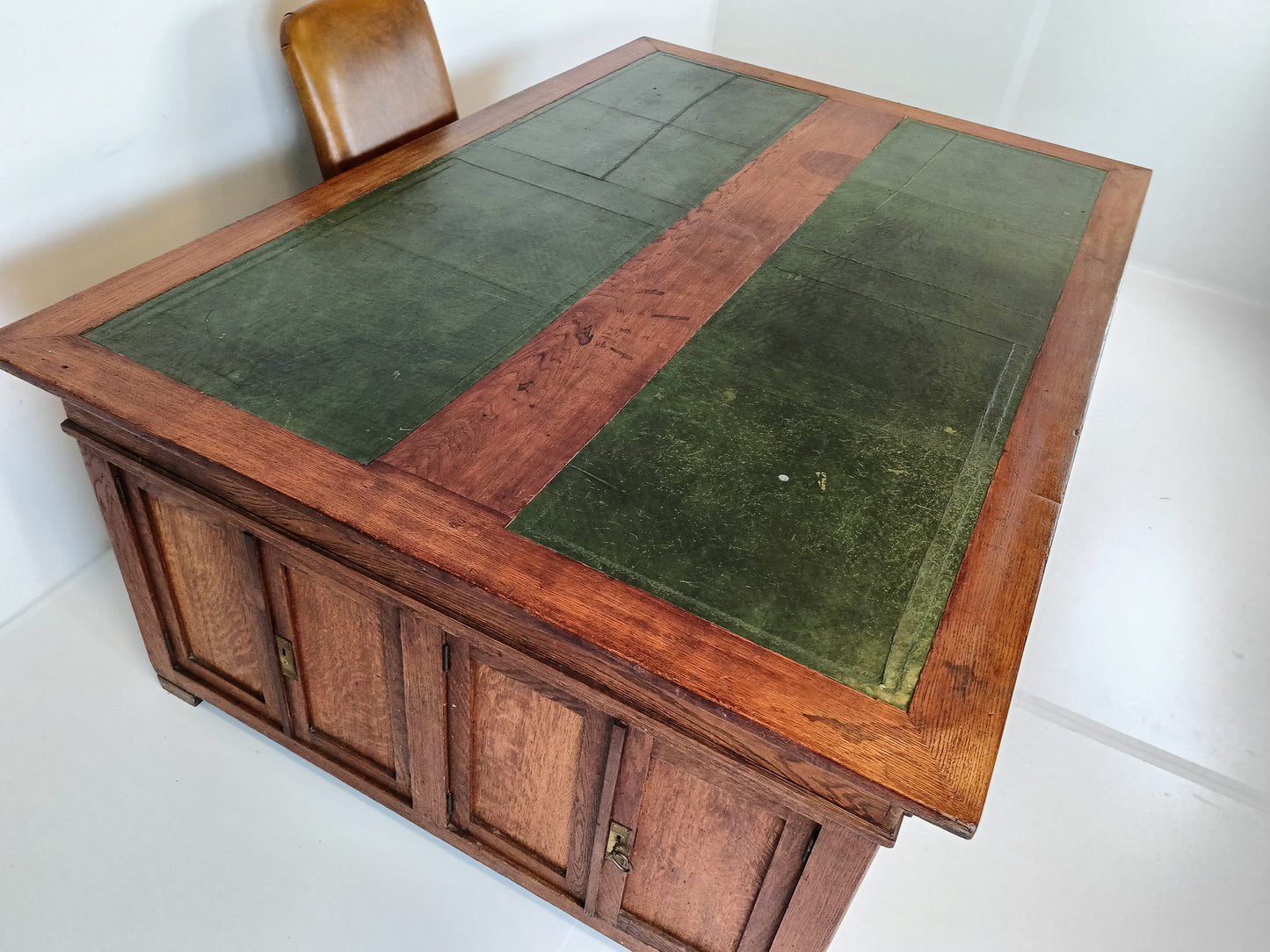 Solid Oak Antique Partner Desk