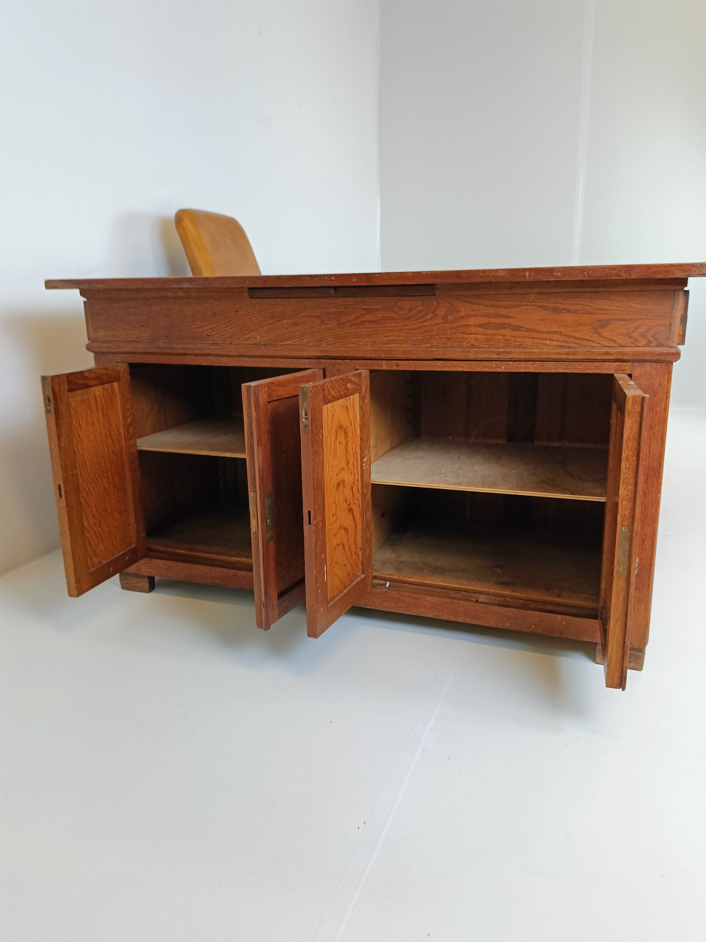 Solid Oak Antique Partner Desk