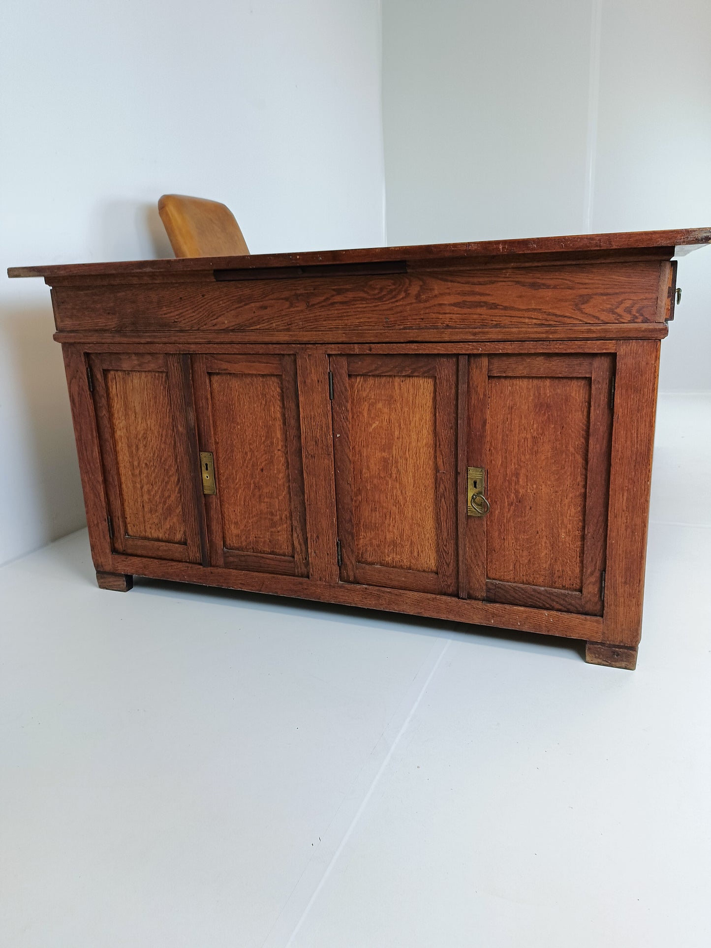 Solid Oak Antique Partner Desk