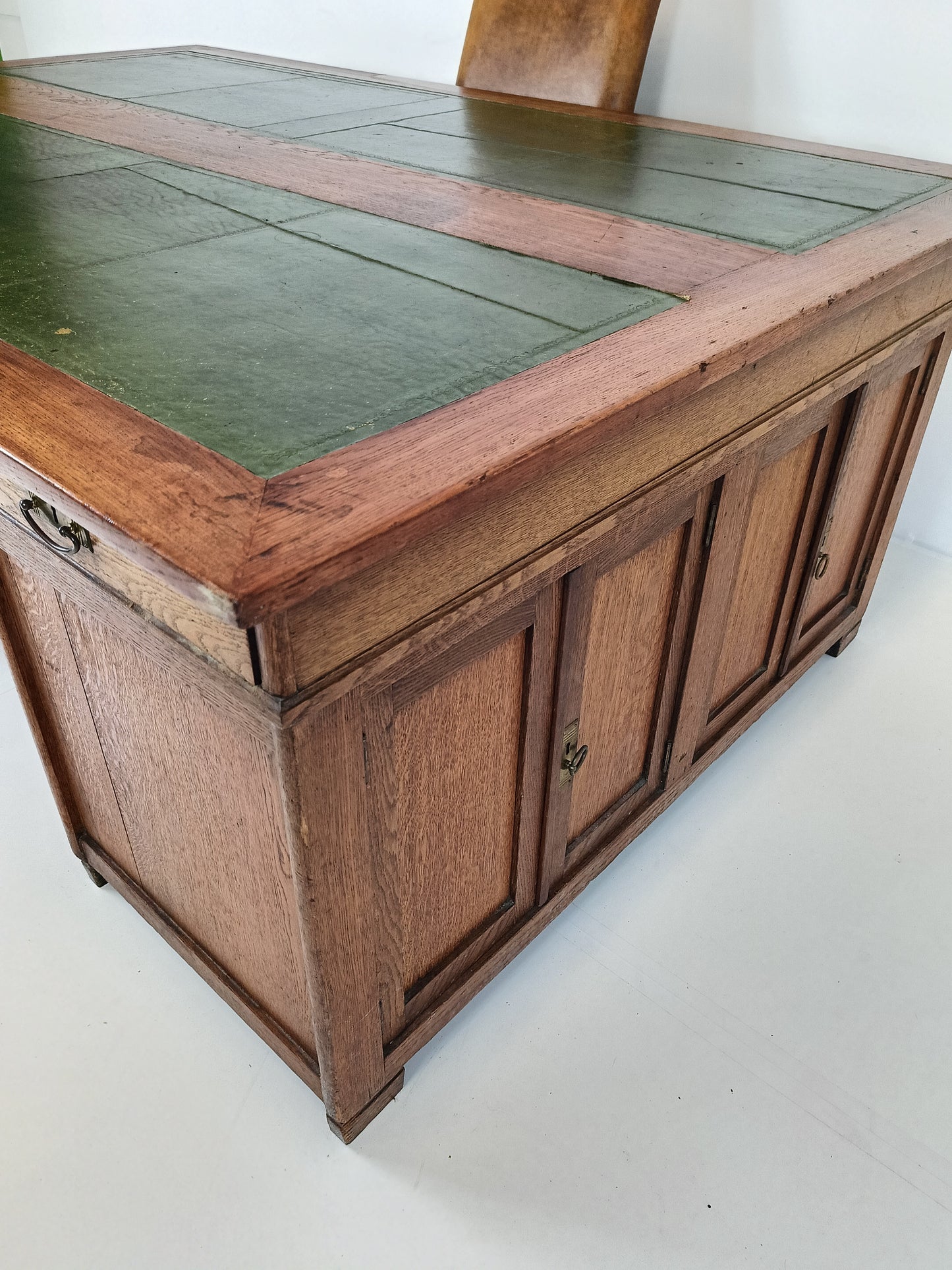 Solid Oak Antique Partner Desk