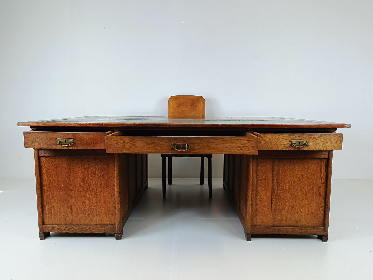 Solid Oak Antique Partner Desk