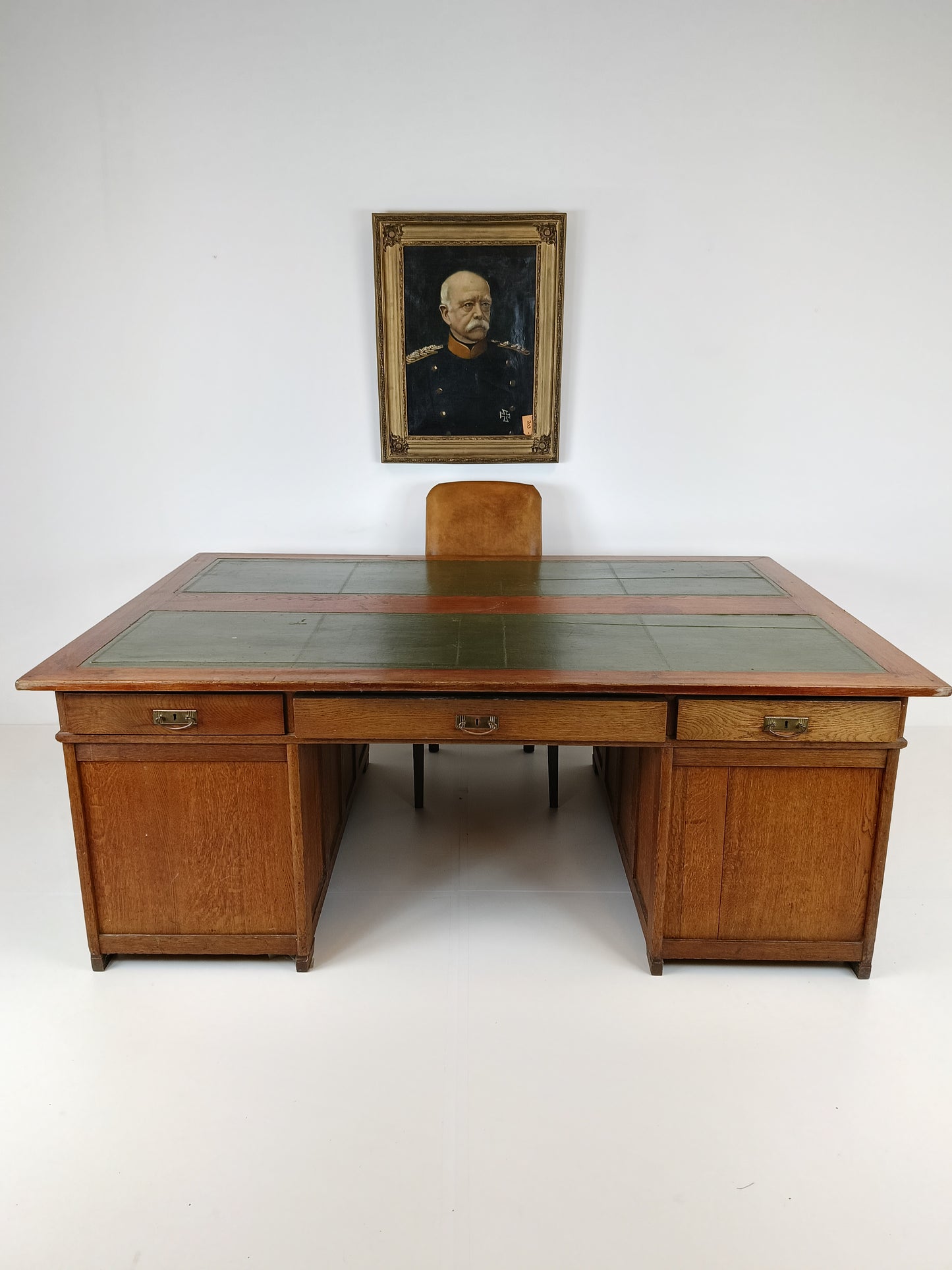 Solid Oak Antique Partner Desk