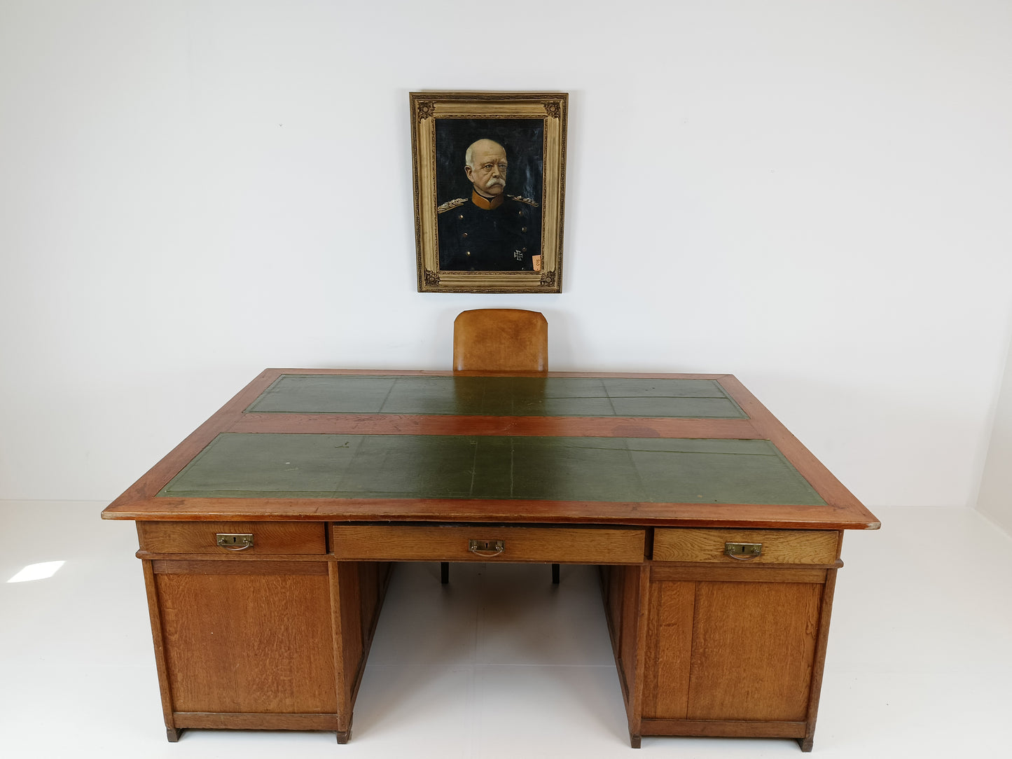 Solid Oak Antique Partner Desk