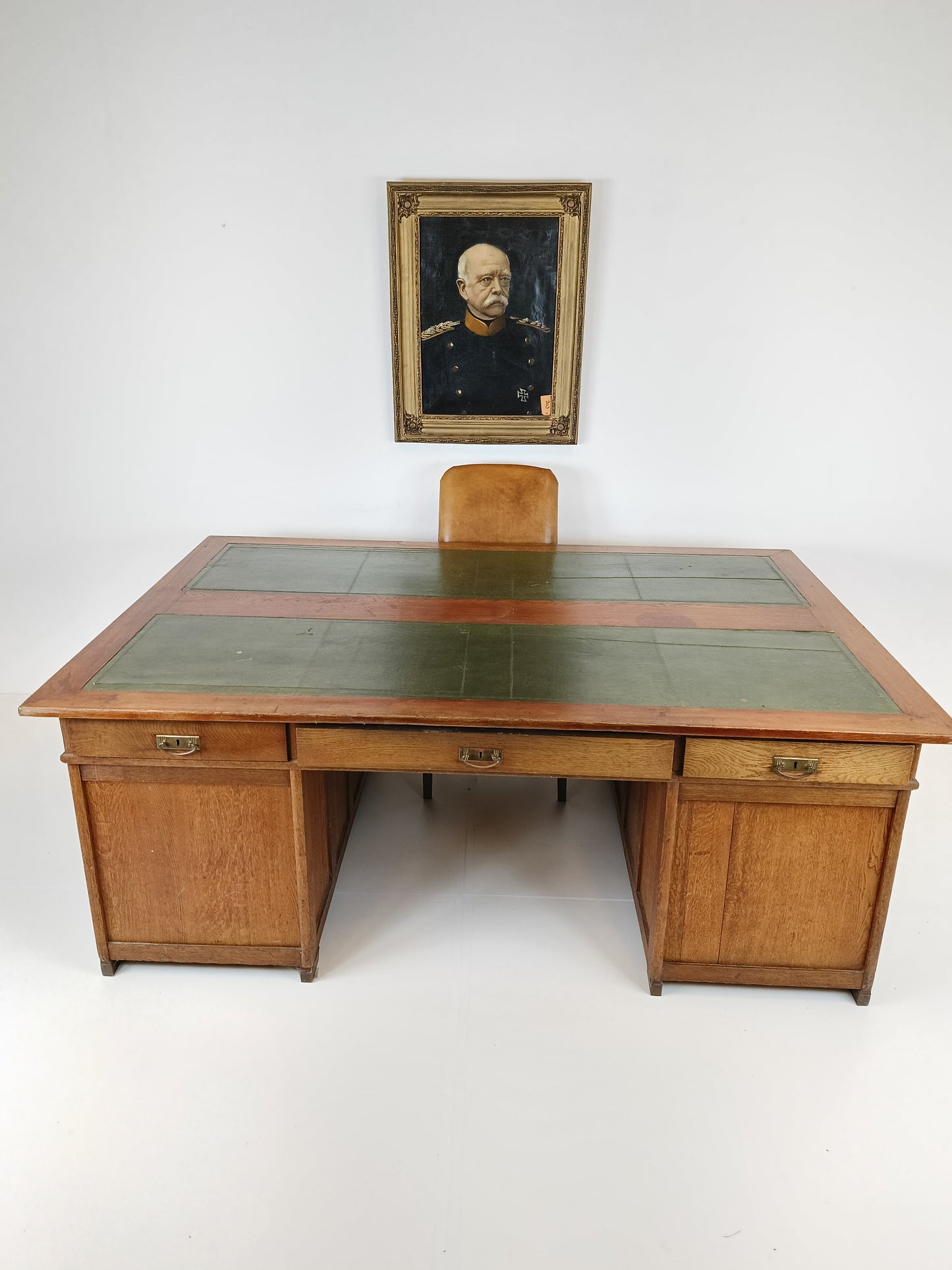 Solid Oak Antique Partner Desk