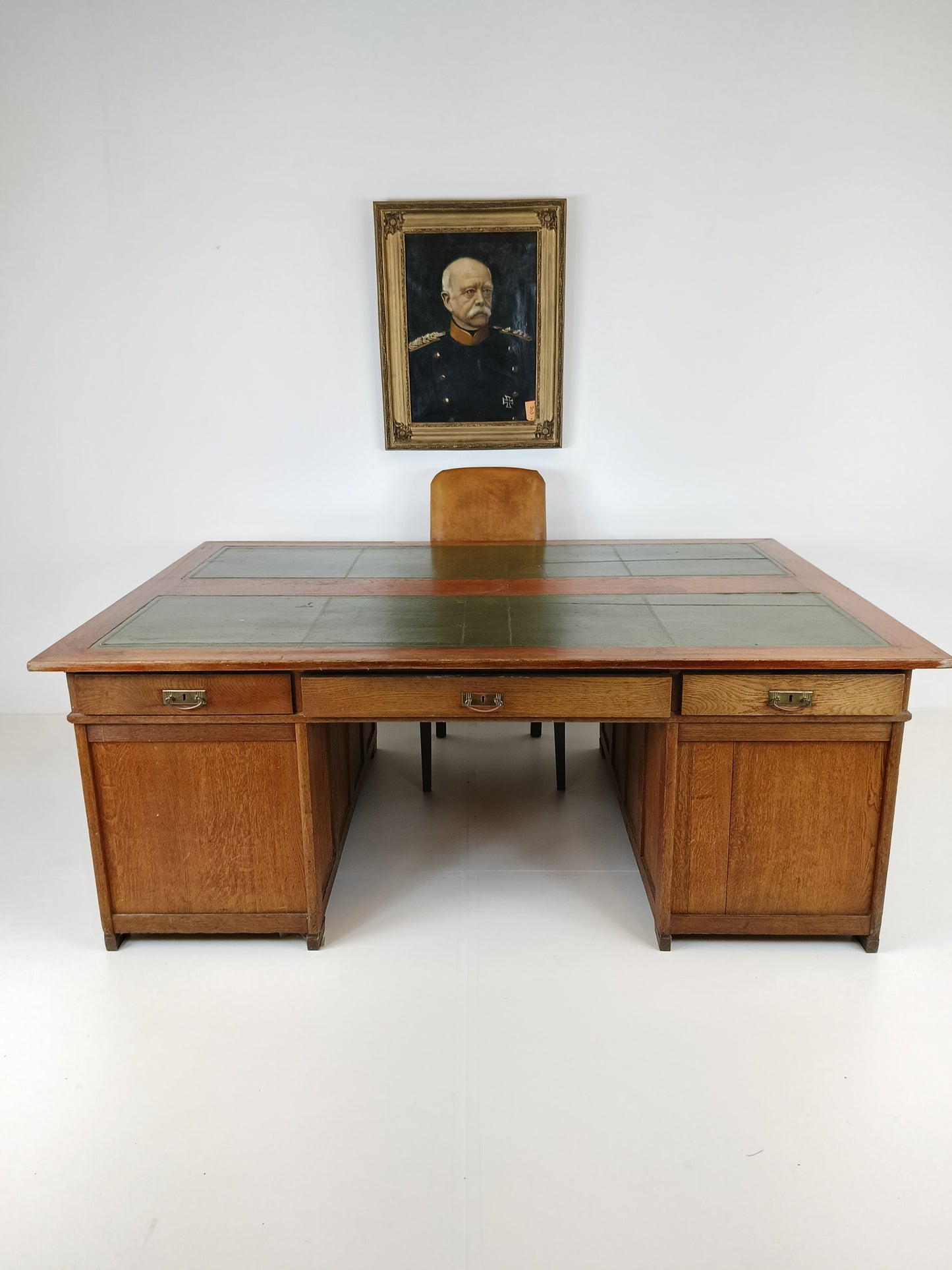 Solid Oak Antique Partner Desk