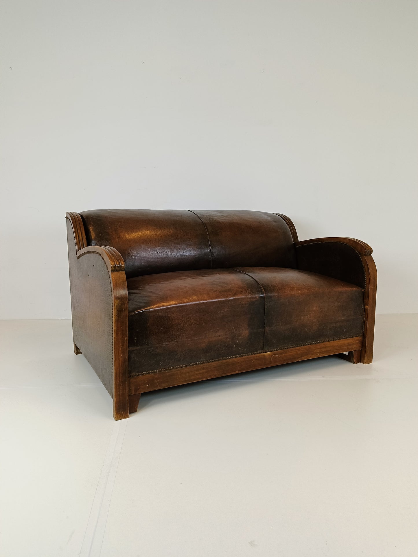 Art Deco Leather Sofa  1920