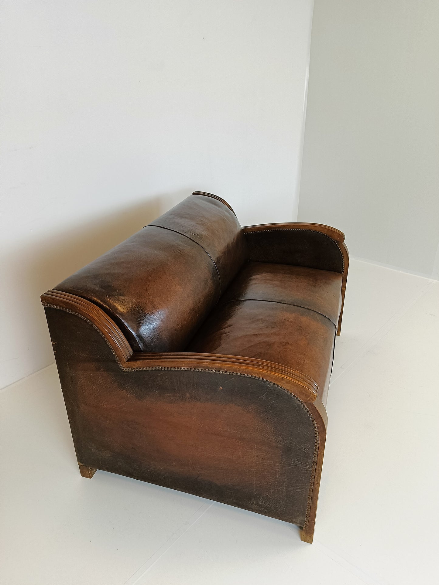 Art Deco Leather Sofa  1920