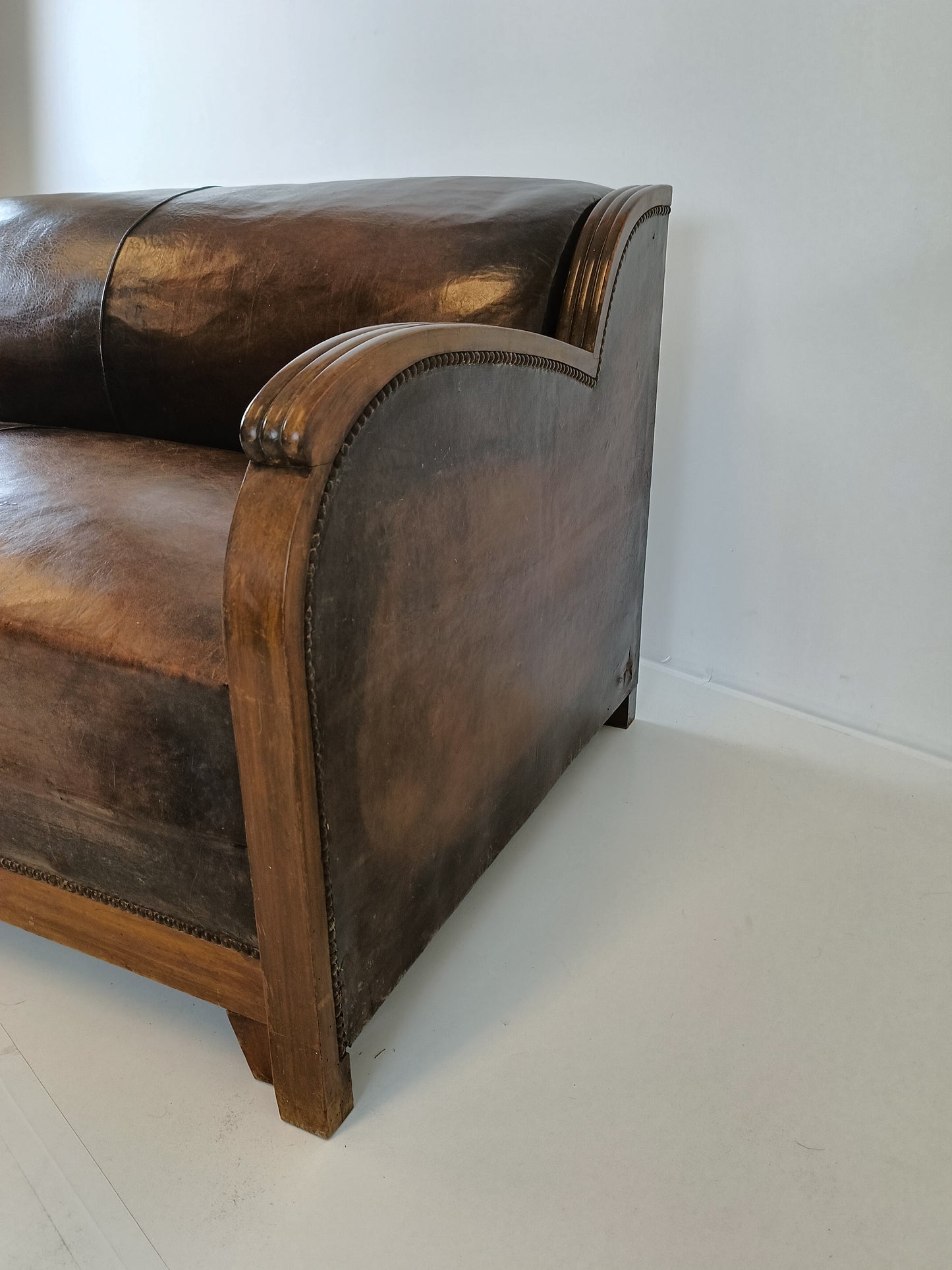 Art Deco Leather Sofa  1920