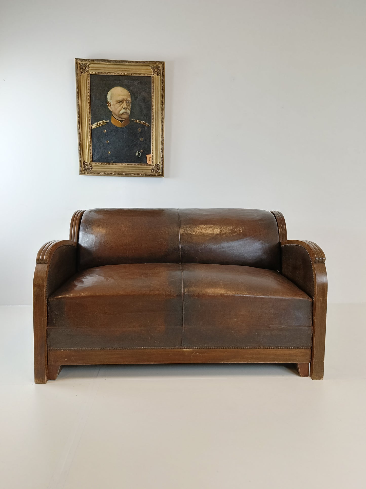 Art Deco Leather Sofa  1920
