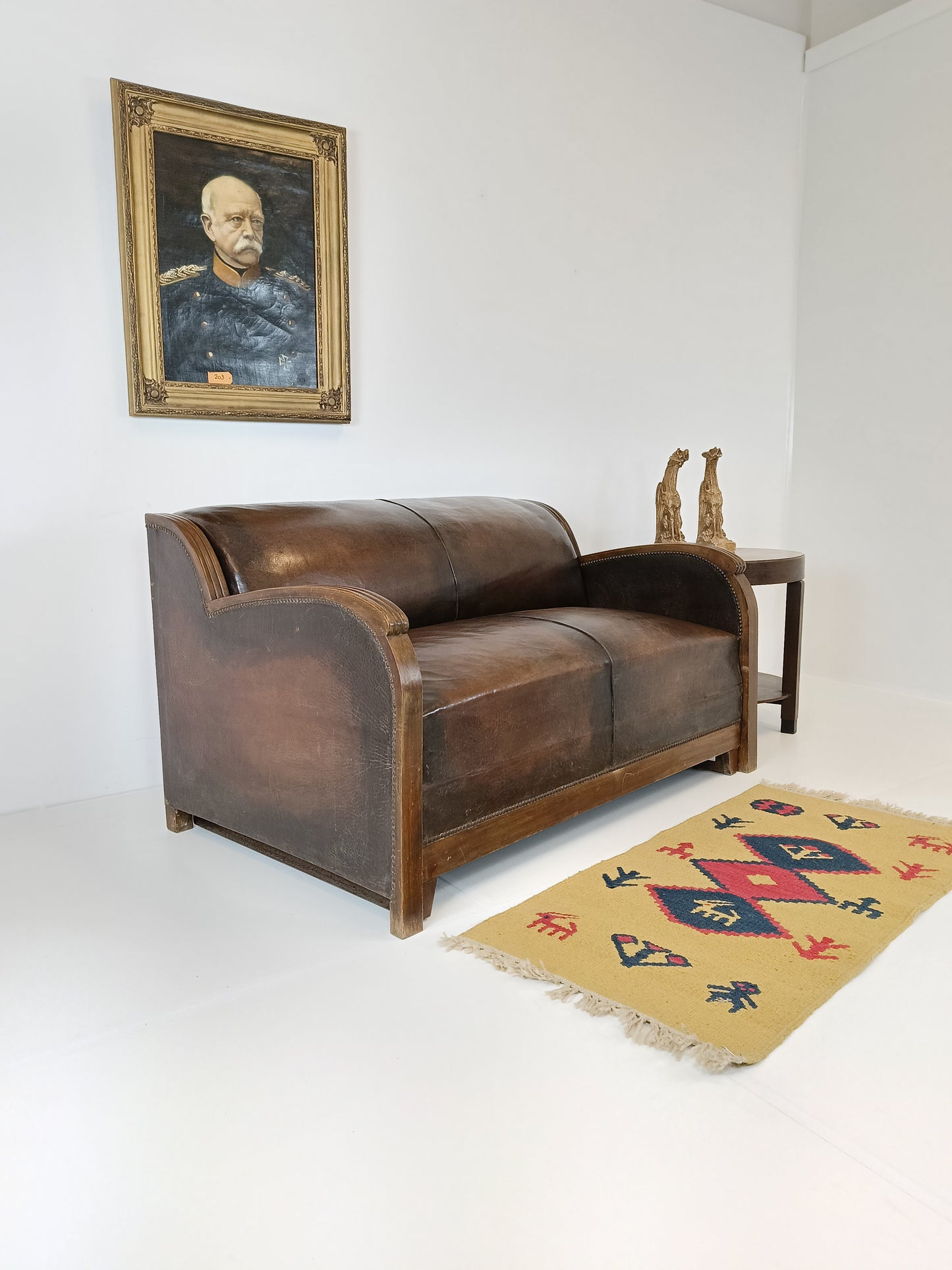 Art Deco Leather Sofa  1920