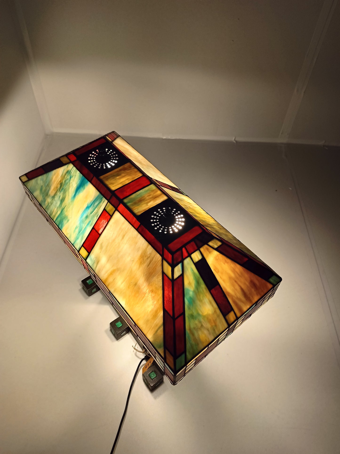 Art Deco Tiffany Glass Bronze Table Lamp