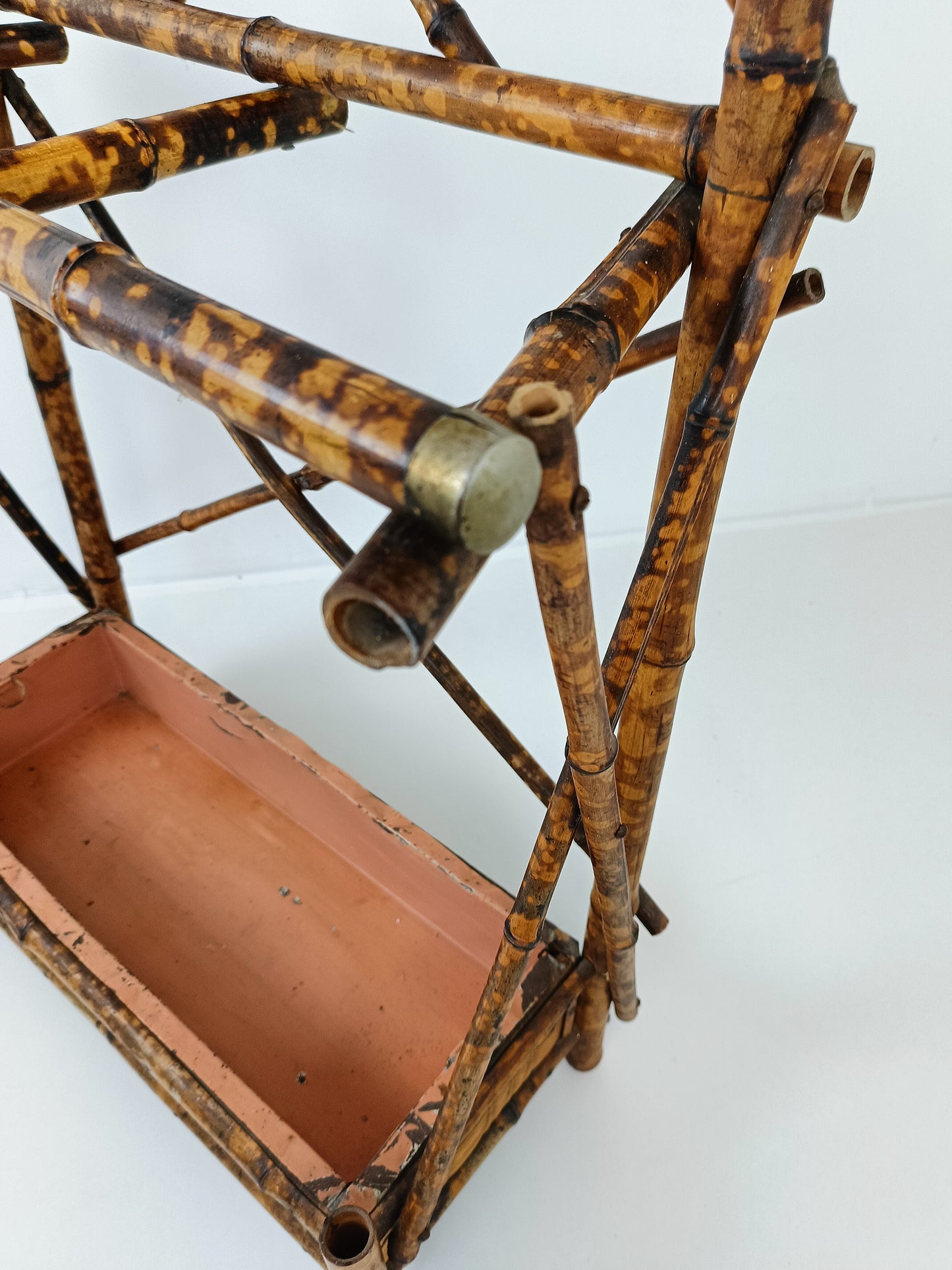 Standing Bamboo Coat Rack With Mirror Around 1920