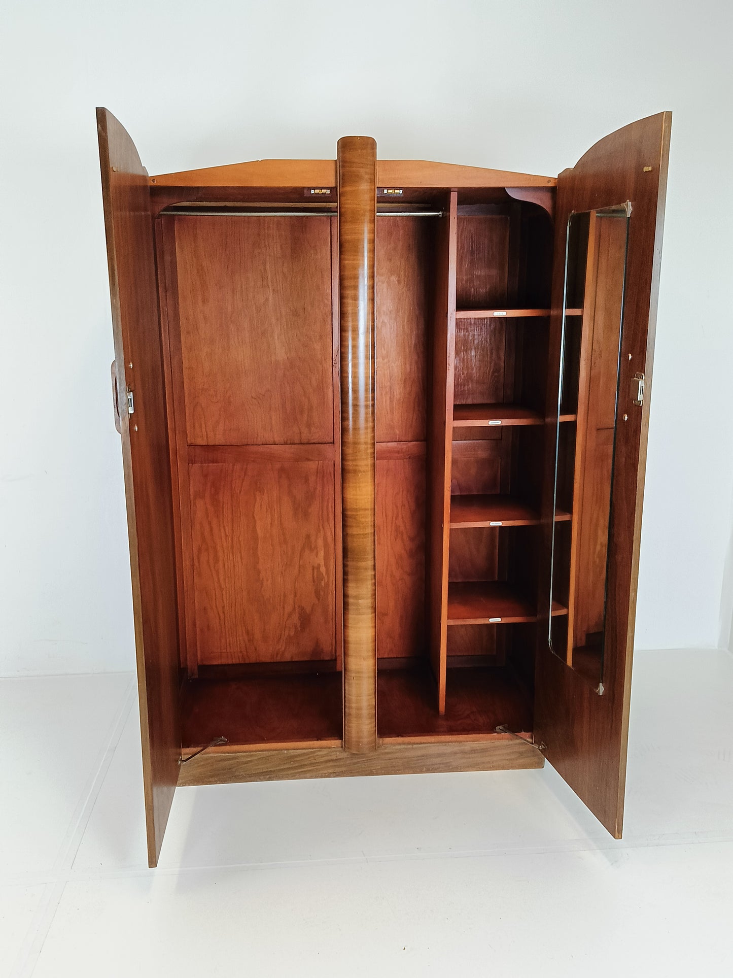 Beautiful English Art Deco Burrnut Wardrobe