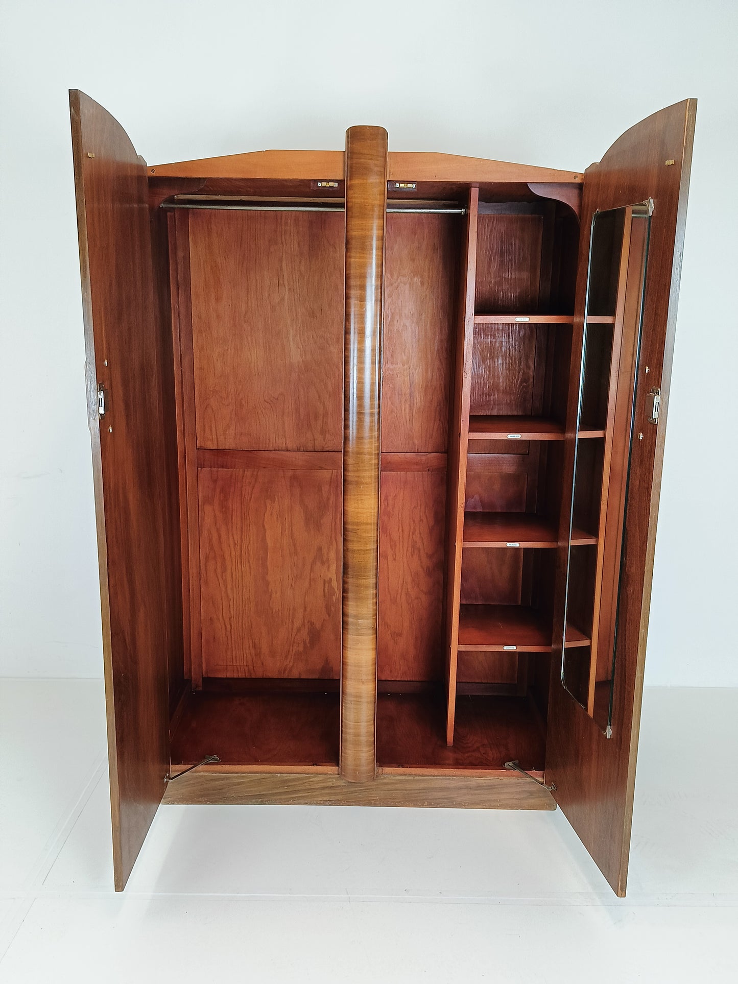 Beautiful English Art Deco Burrnut Wardrobe