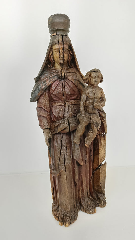 Wooden Statue Of Virgin Mary With Jesus