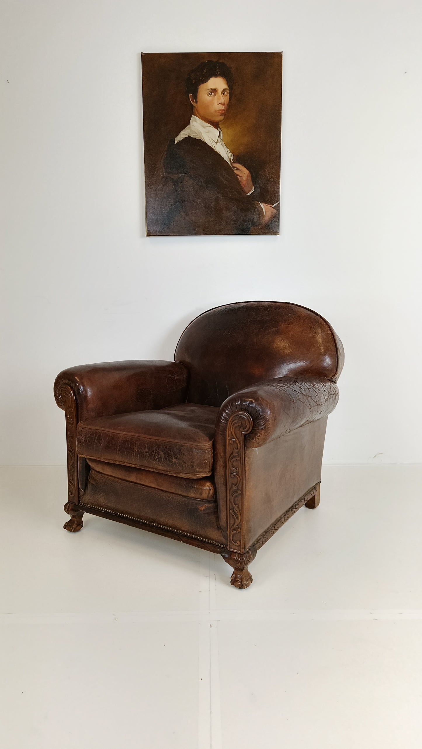 Stunning Antique Sheep Leather  Club Chair