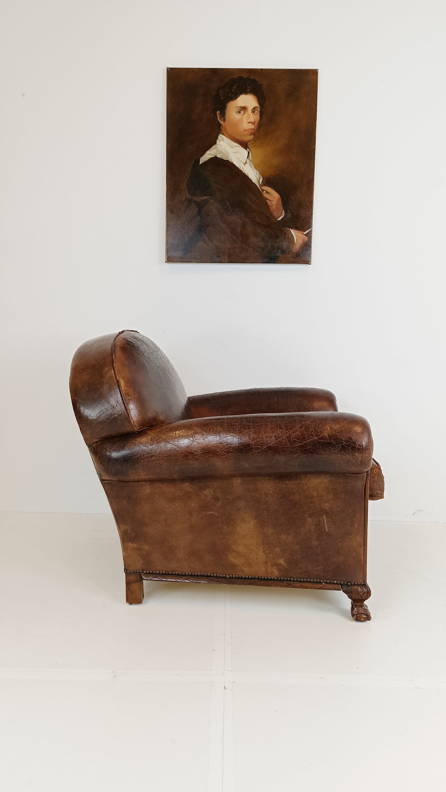 Stunning Antique Sheep Leather  Club Chair