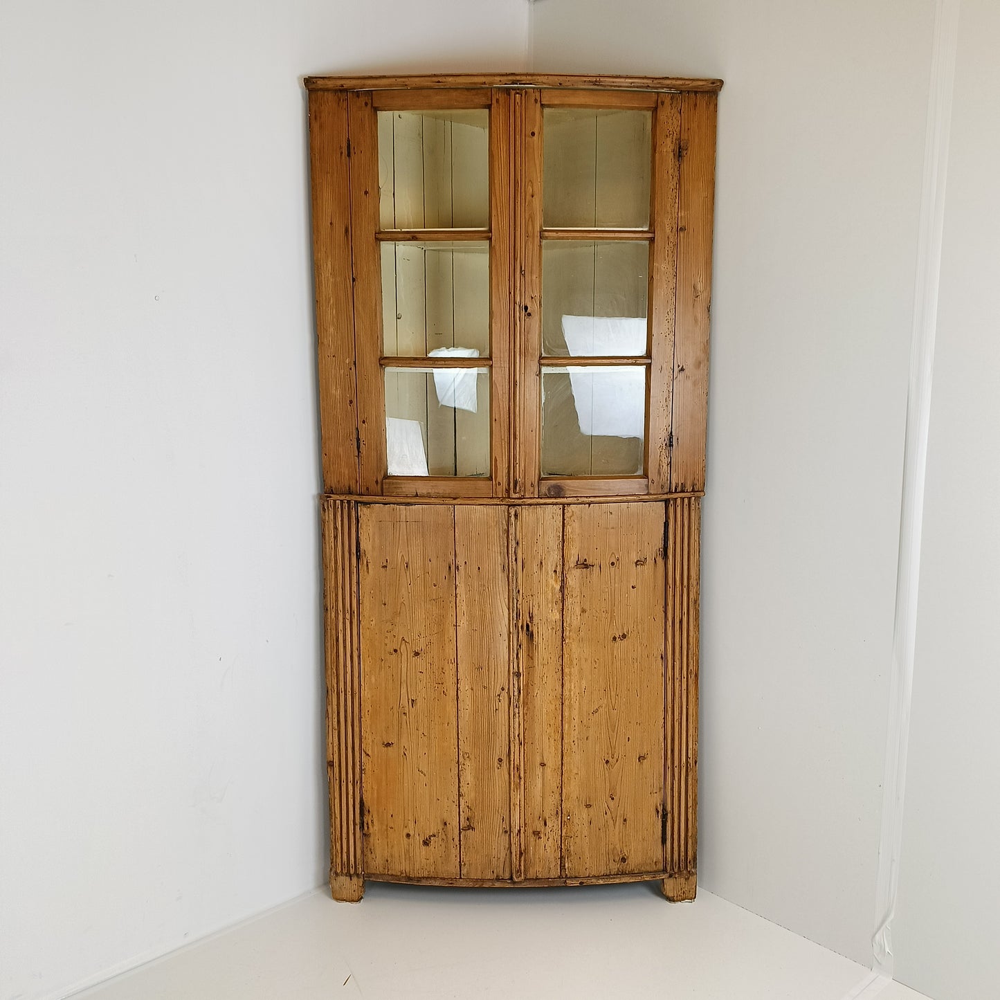 Unique Antique Pine Corner Cabinet