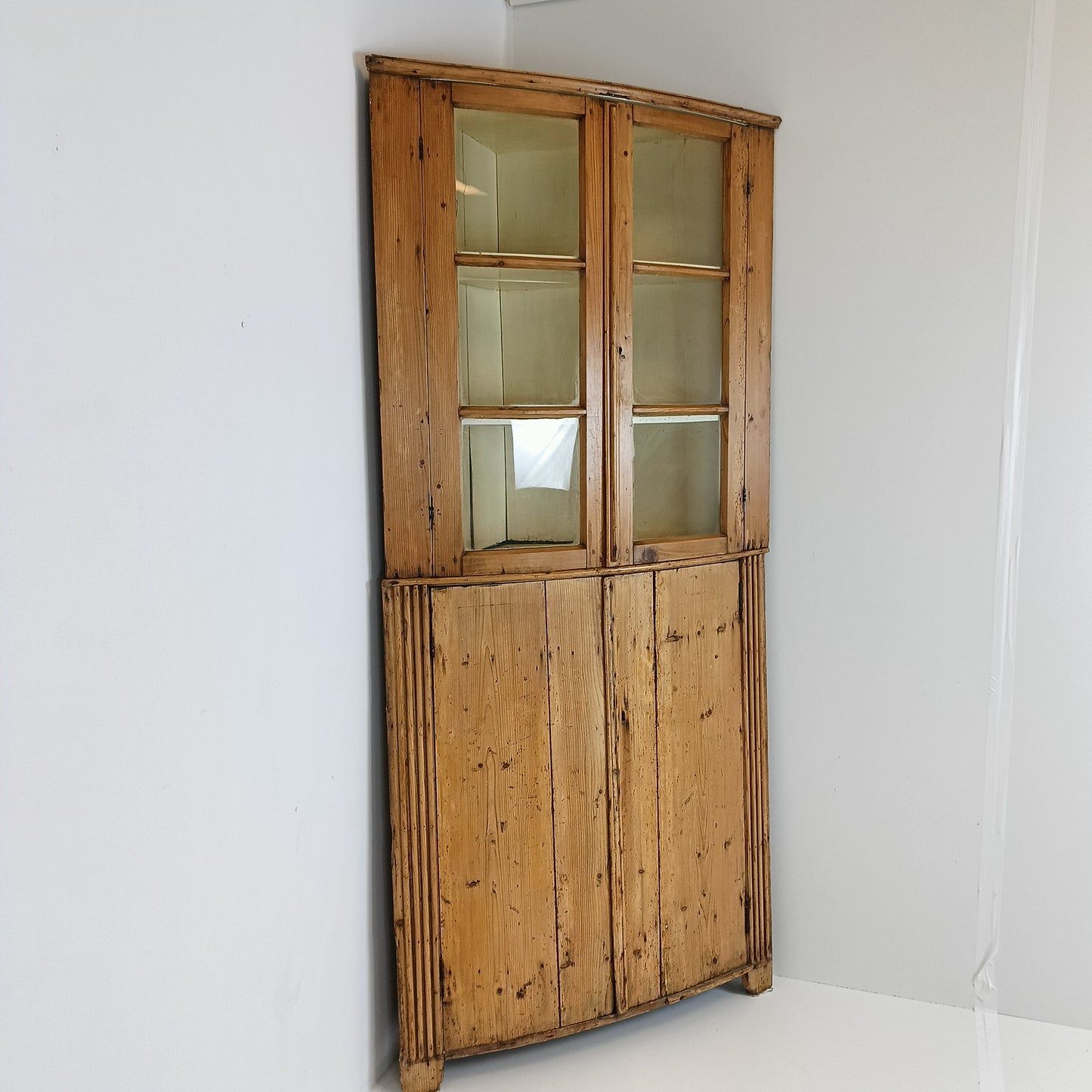 Unique Antique Pine Corner Cabinet