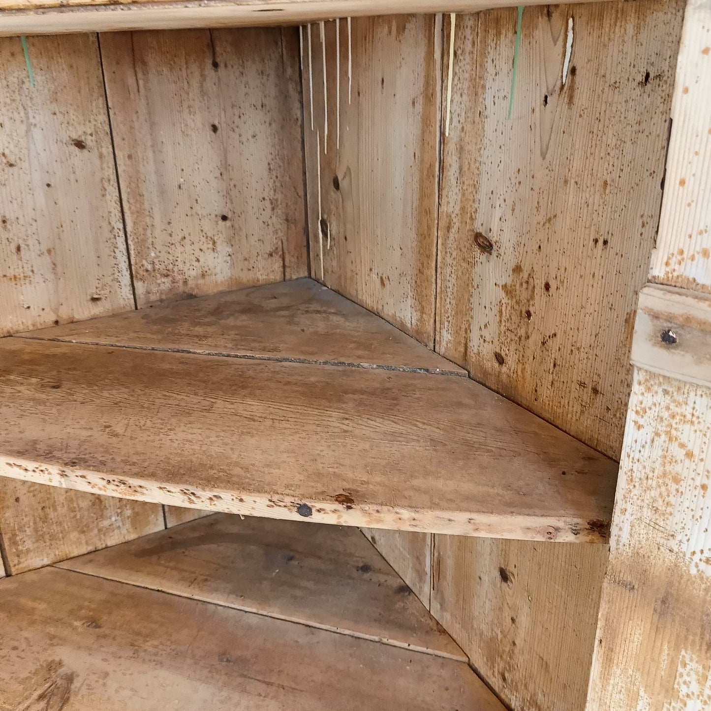 Unique Antique Pine Corner Cabinet