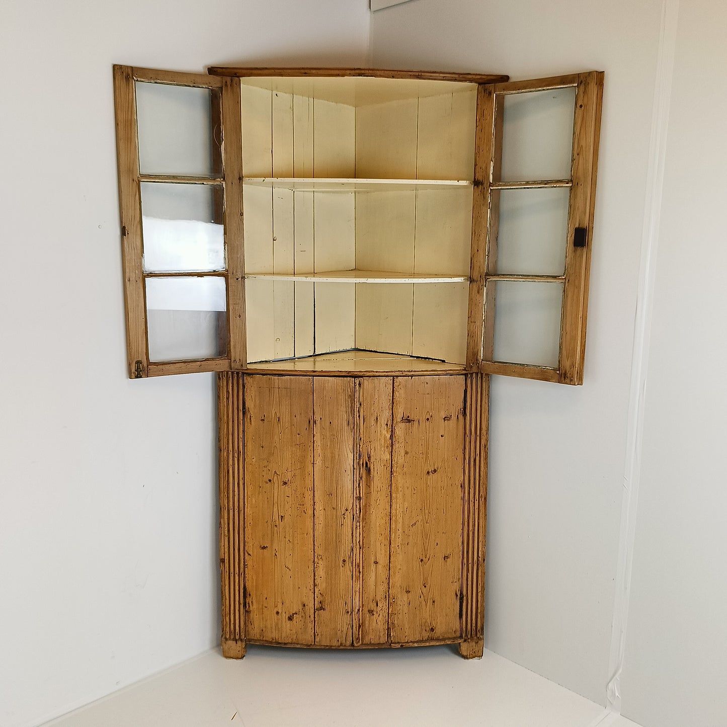 Unique Antique Pine Corner Cabinet