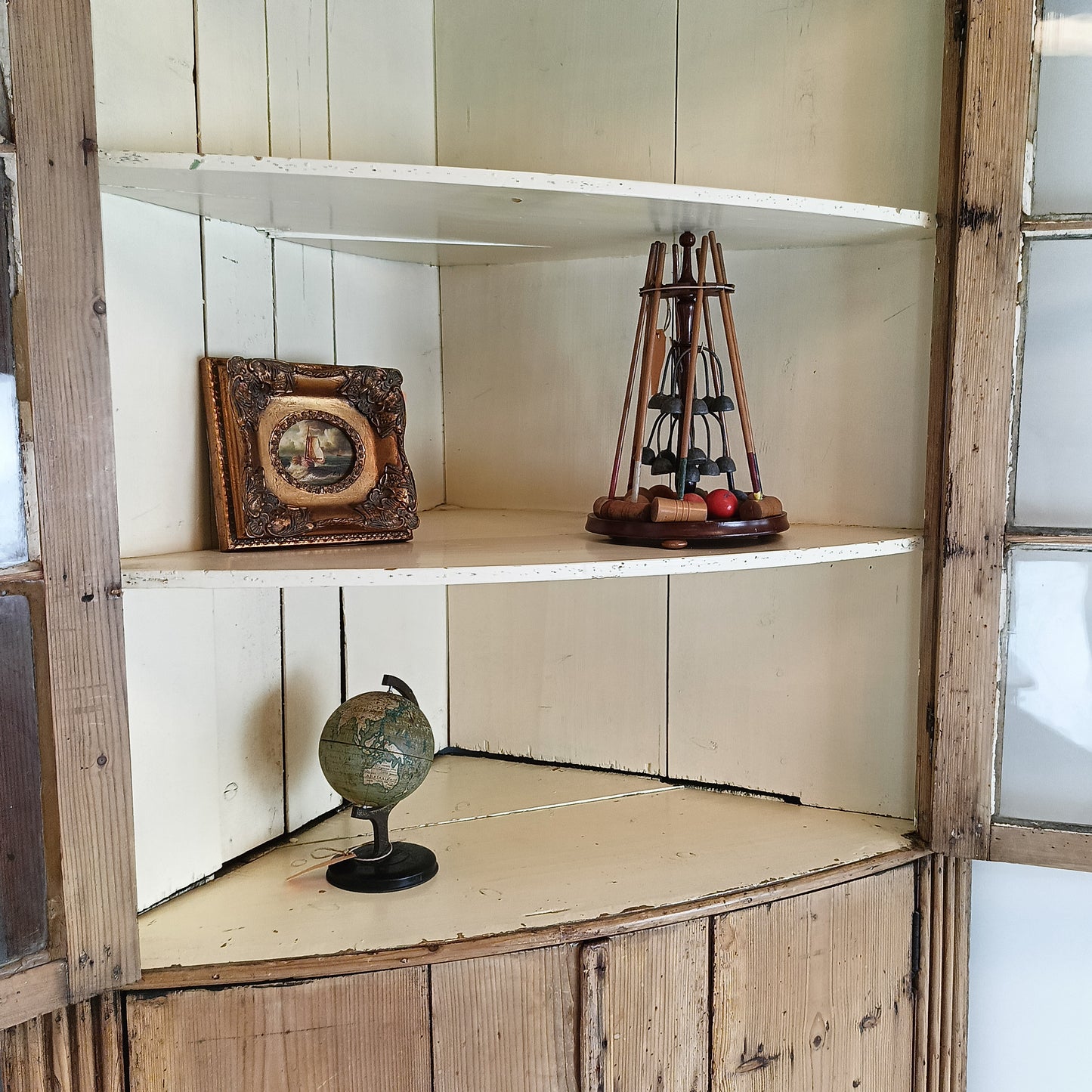 Unique Antique Pine Corner Cabinet