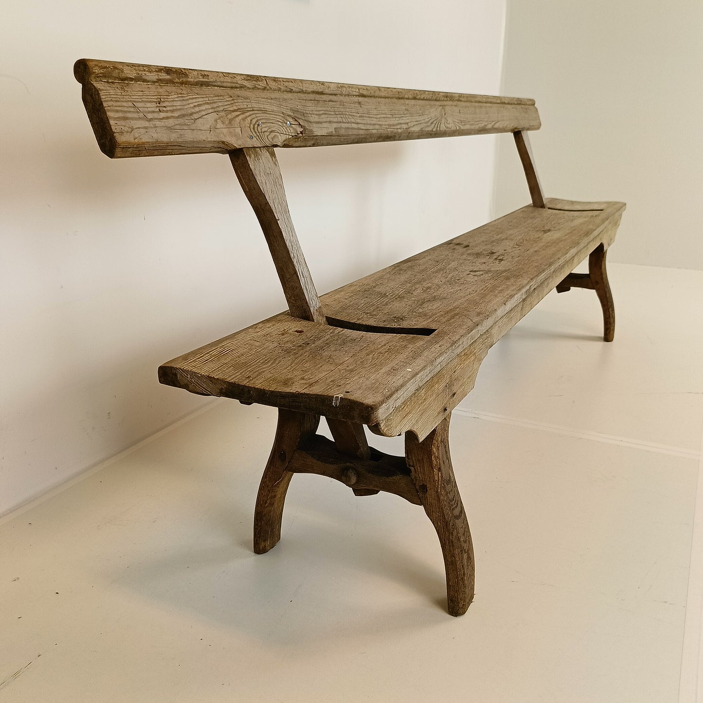 Victorian Pitch Pine long Railway Antique Bench