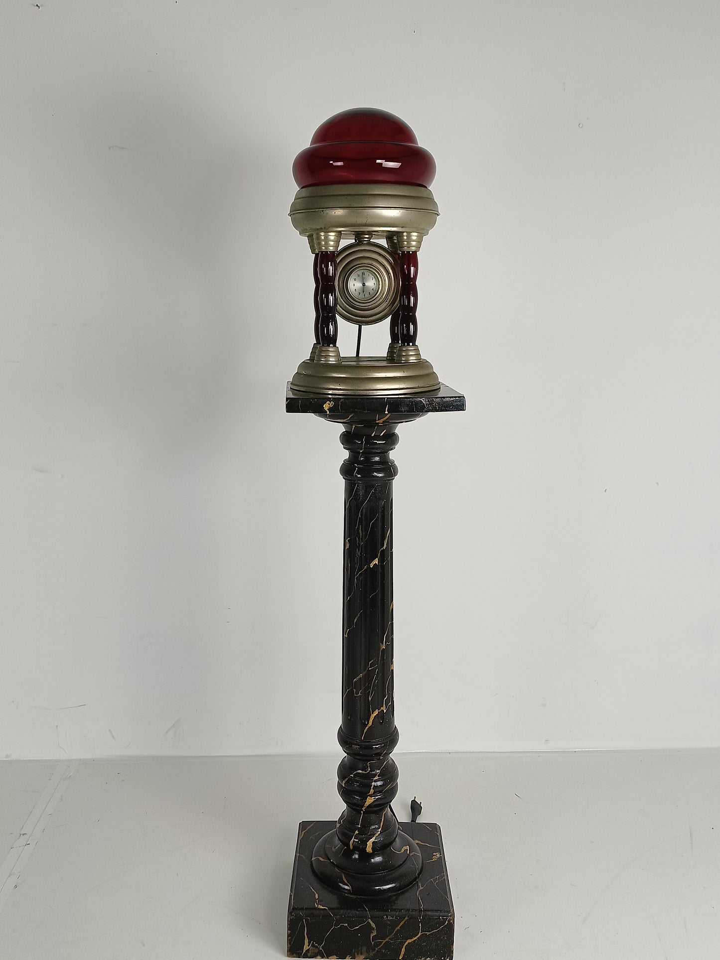 Unique Vintage Tin Lamp With Clockwork