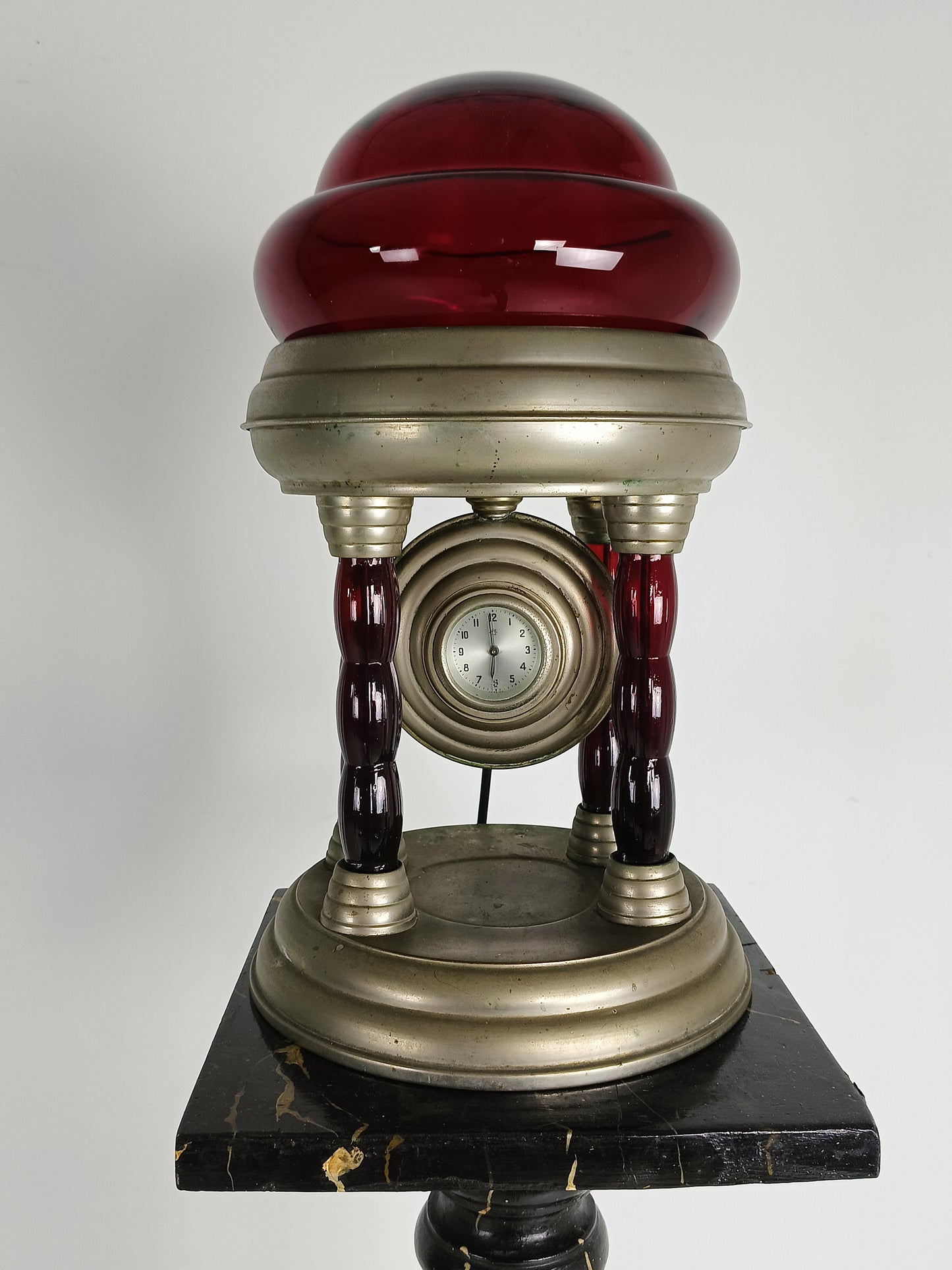 Unique Vintage Tin Lamp With Clockwork