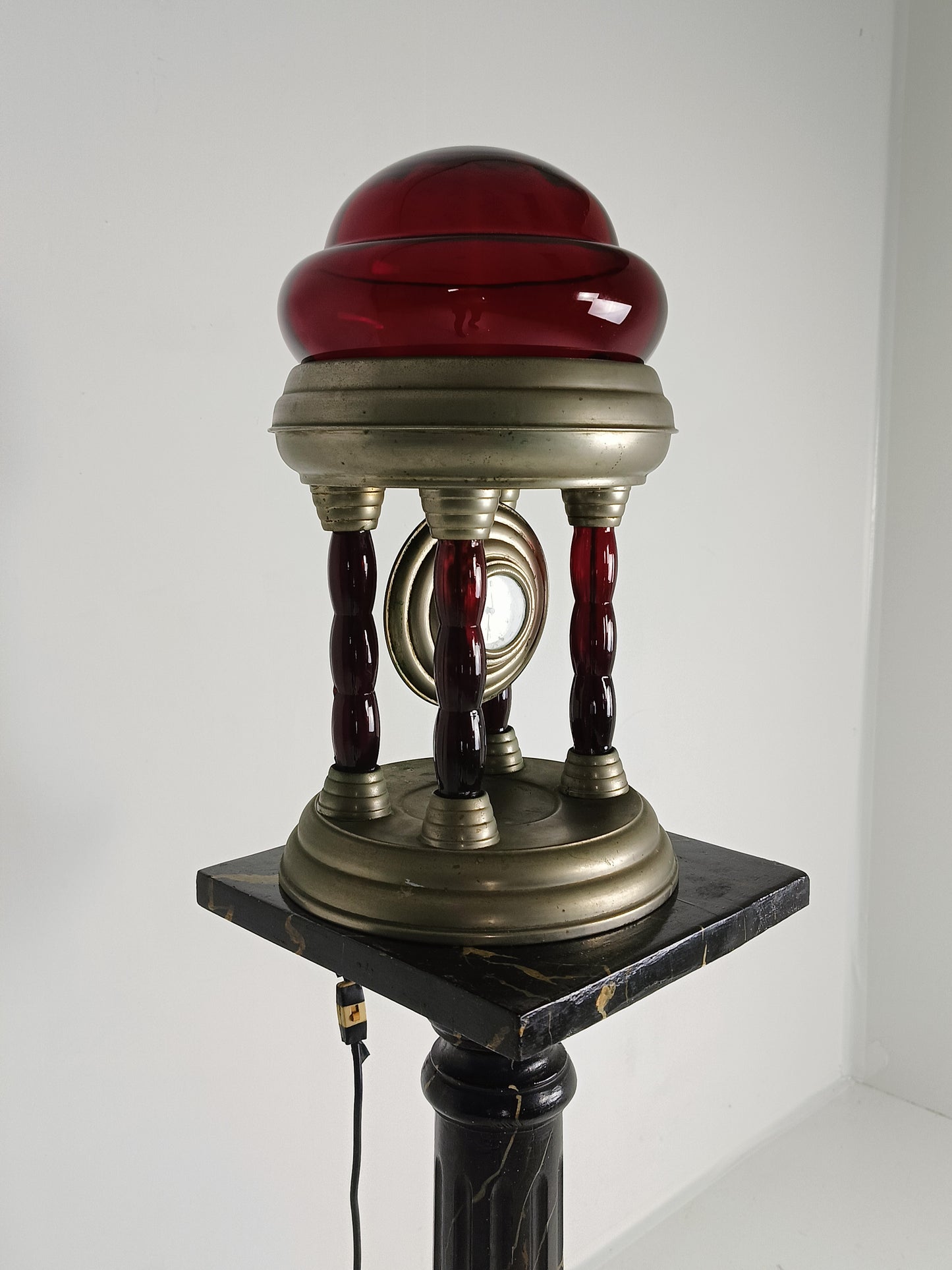 Unique Vintage Tin Lamp With Clockwork