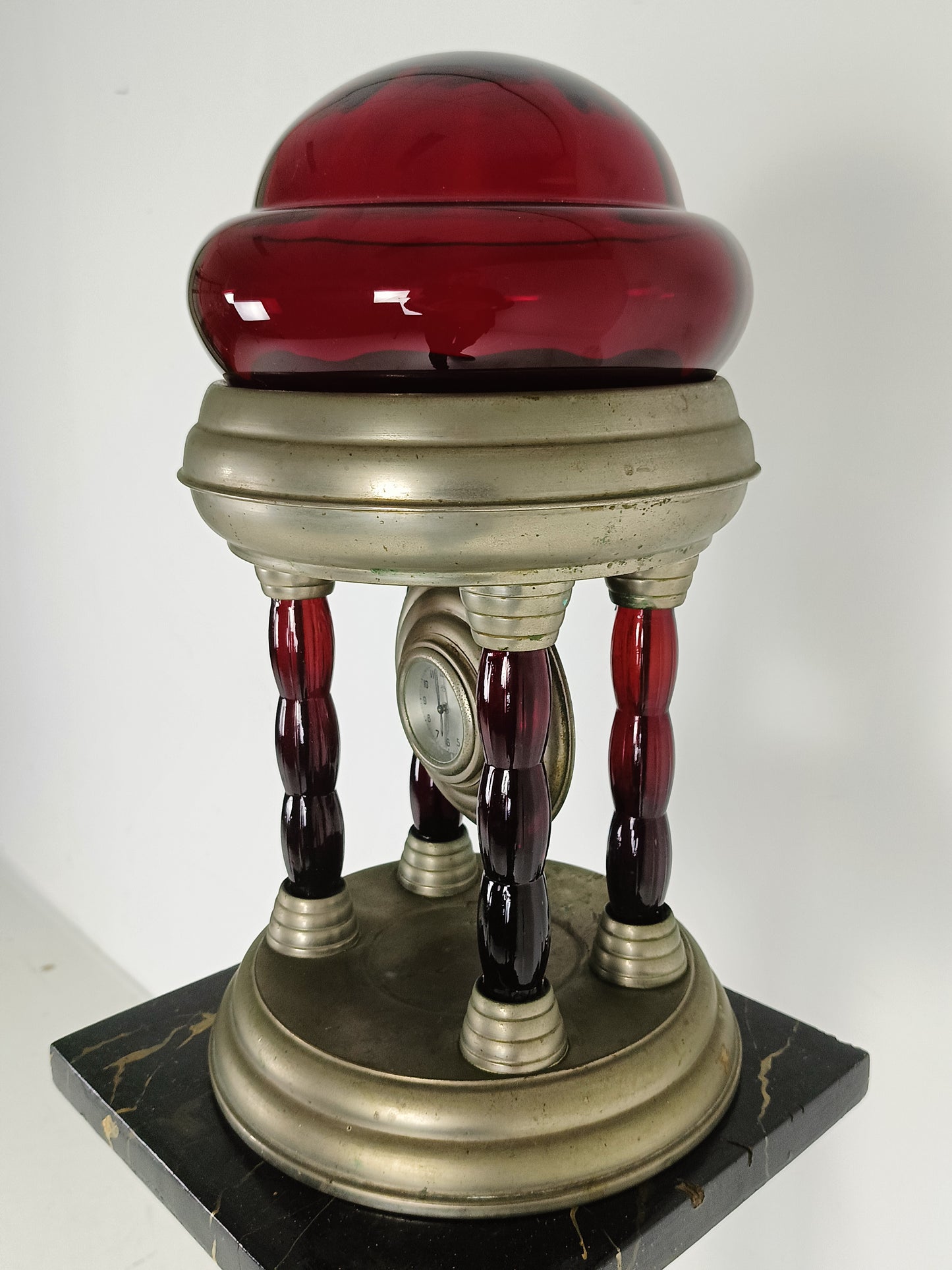 Unique Vintage Tin Lamp With Clockwork