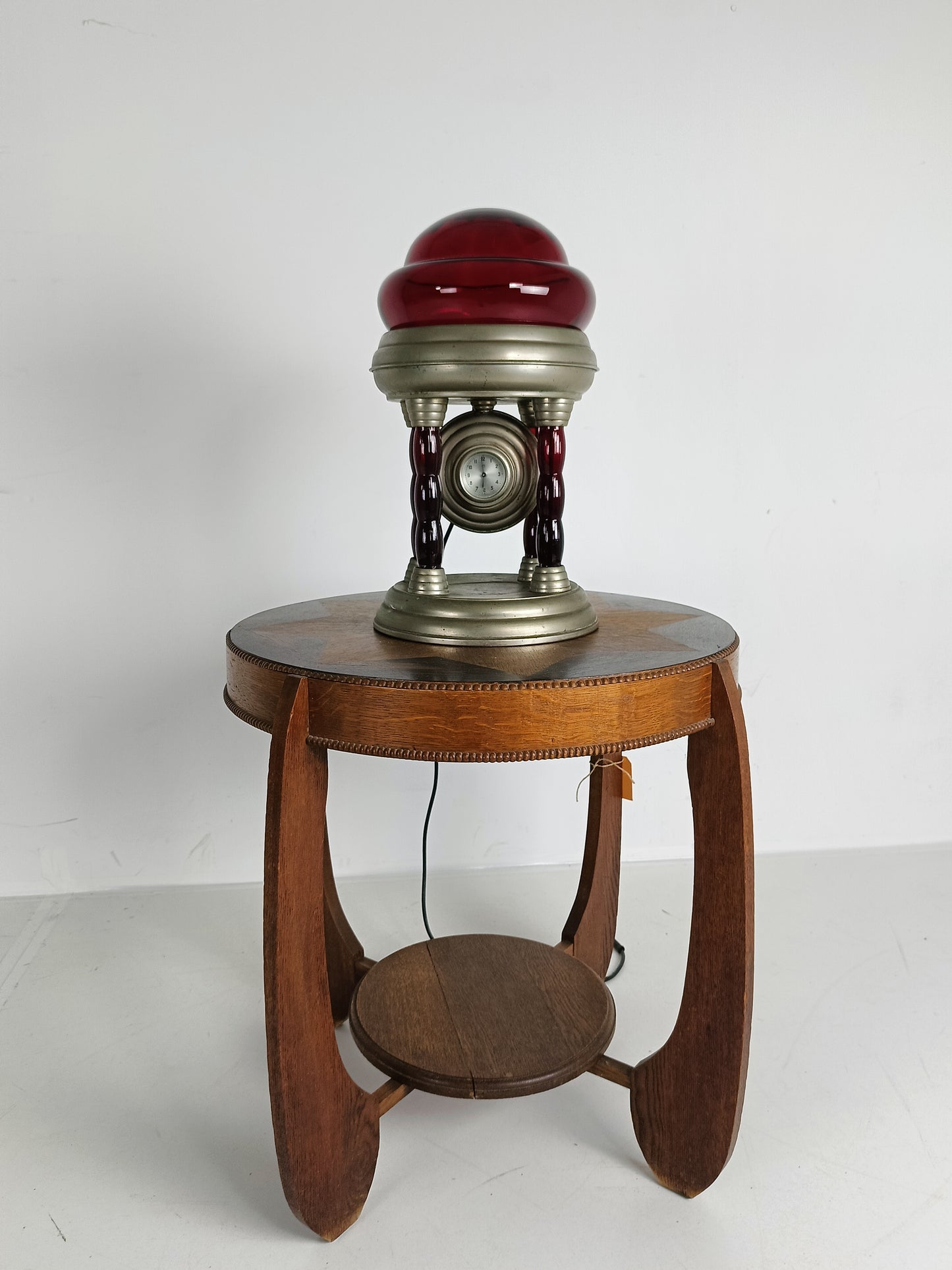 Unique Vintage Tin Lamp With Clockwork
