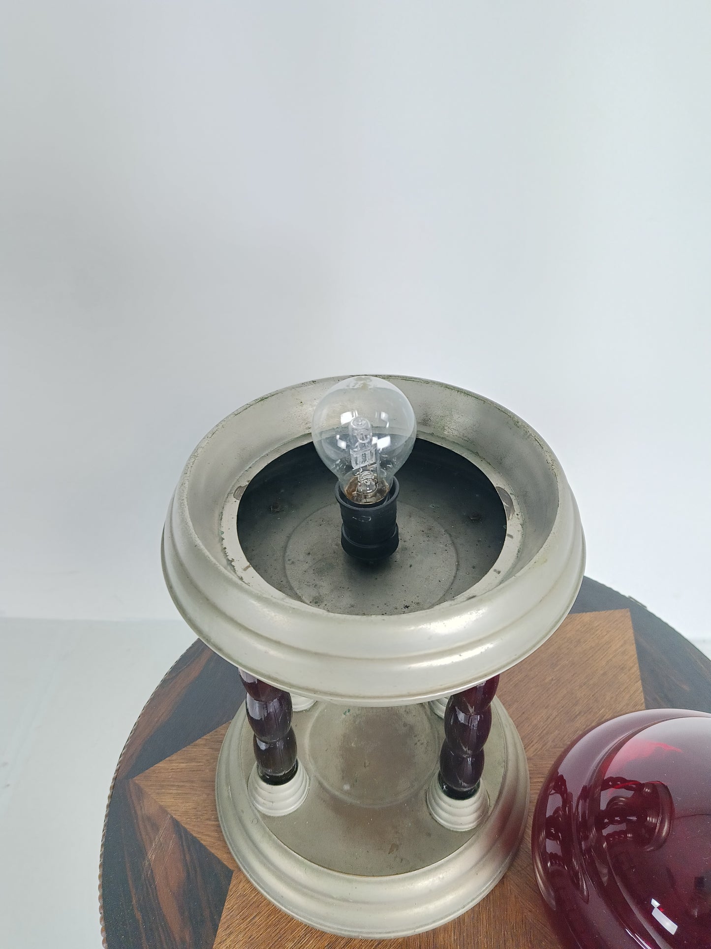 Unique Vintage Tin Lamp With Clockwork