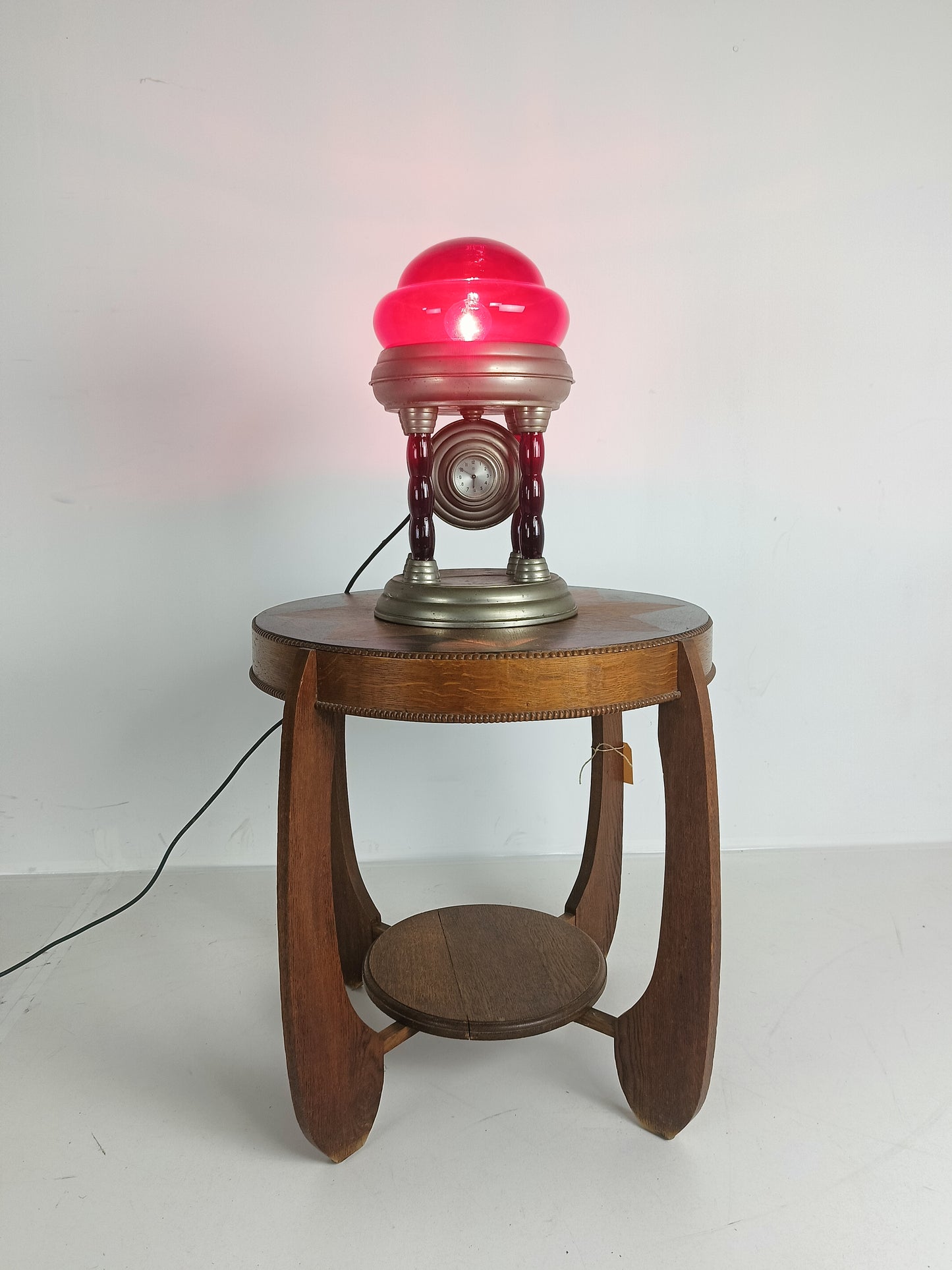 Unique Vintage Tin Lamp With Clockwork