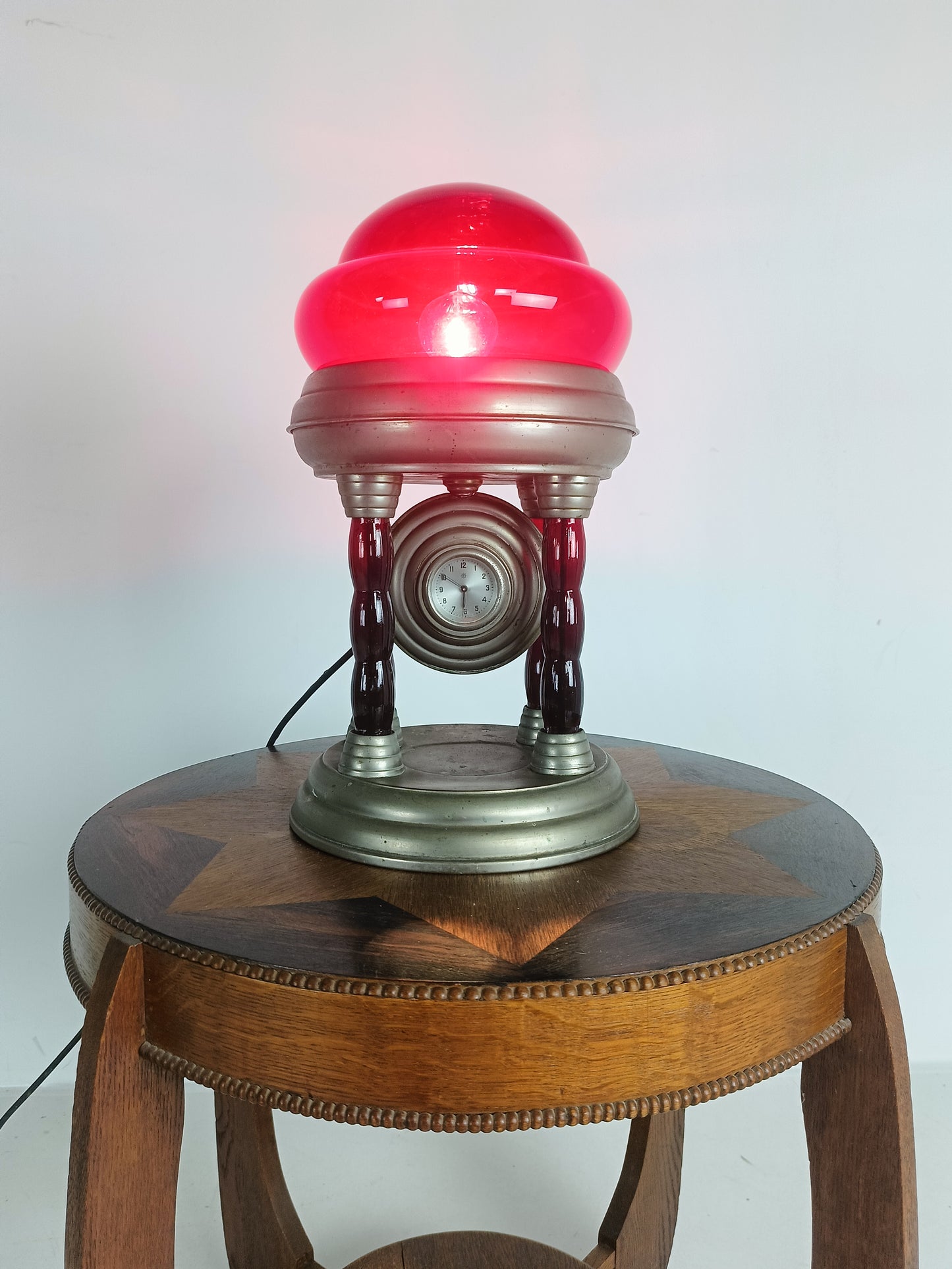Unique Vintage Tin Lamp With Clockwork