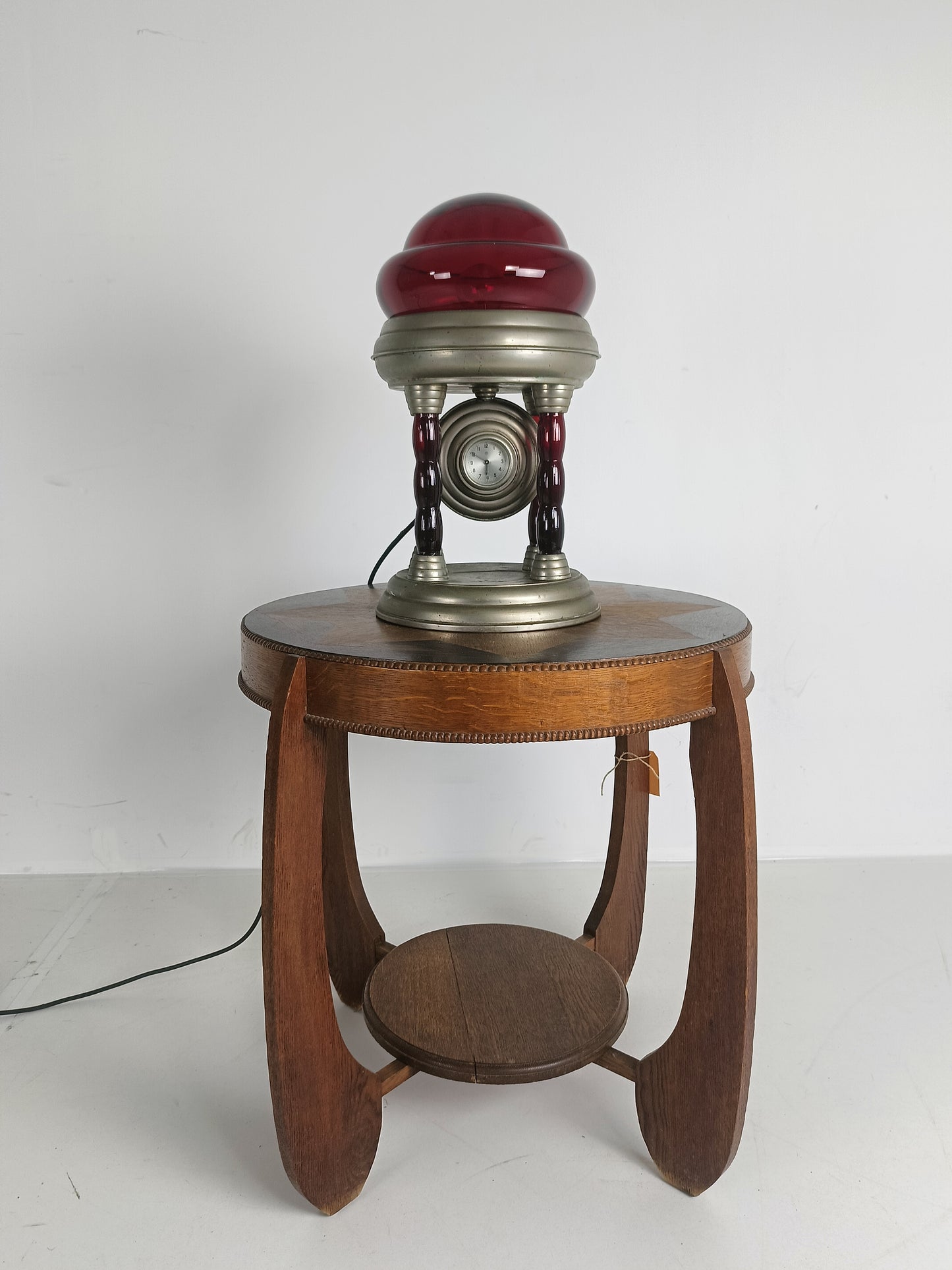 Unique Vintage Tin Lamp With Clockwork