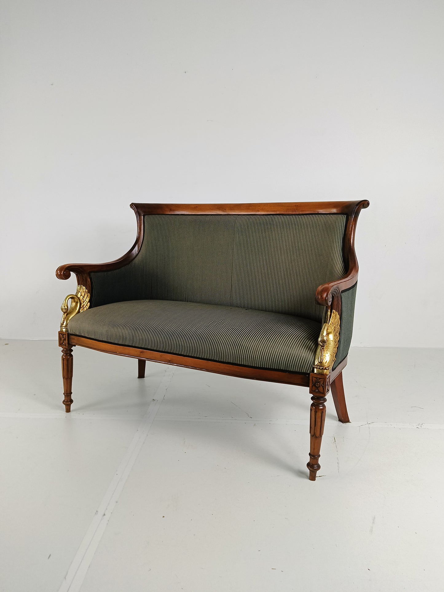 Neoclassical Carved Swan Bench